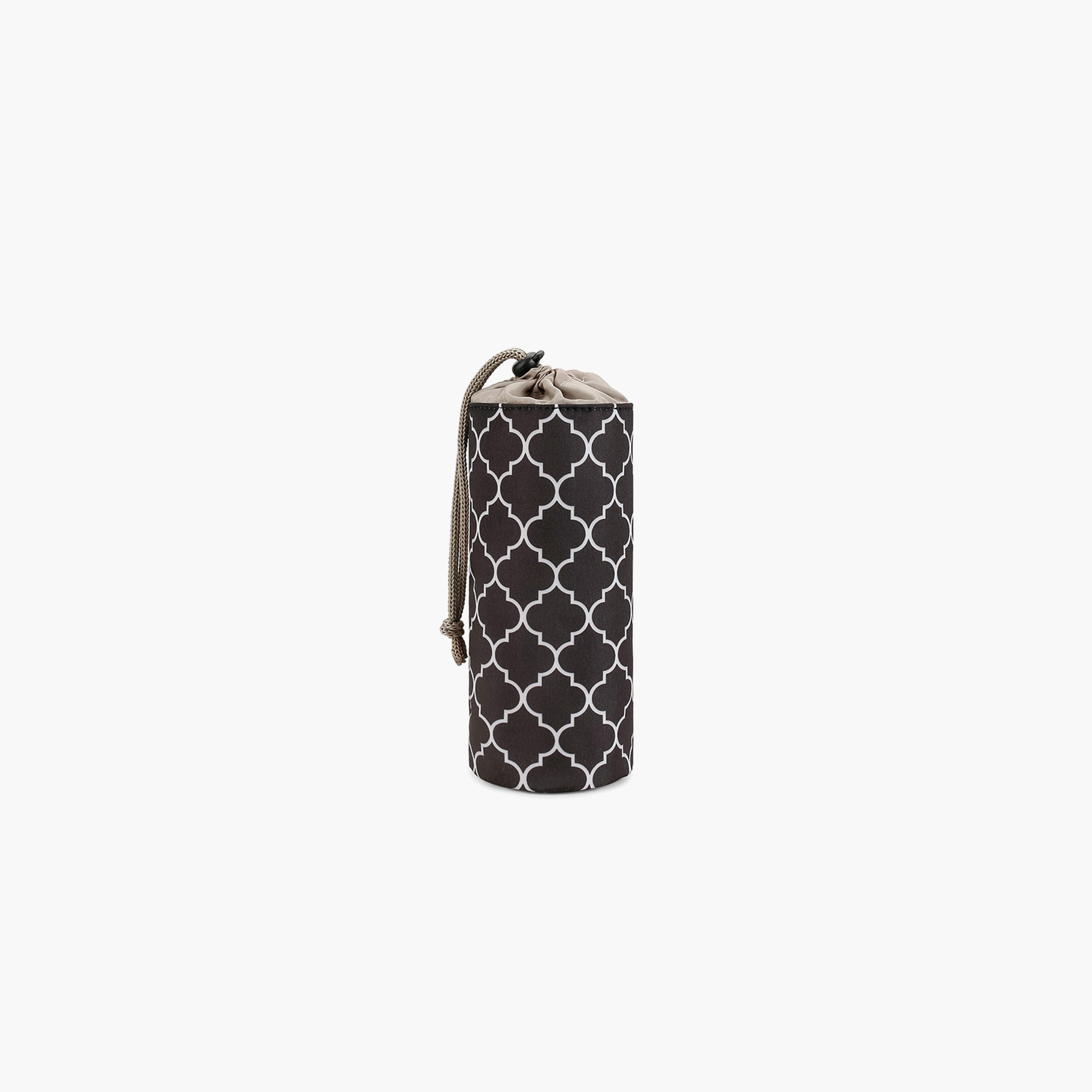 Little Story 3-Piece Diaper Backpack with Changing Mat and Bottle Bag - Signature - Black-baby-gear-diaperbags-image-2