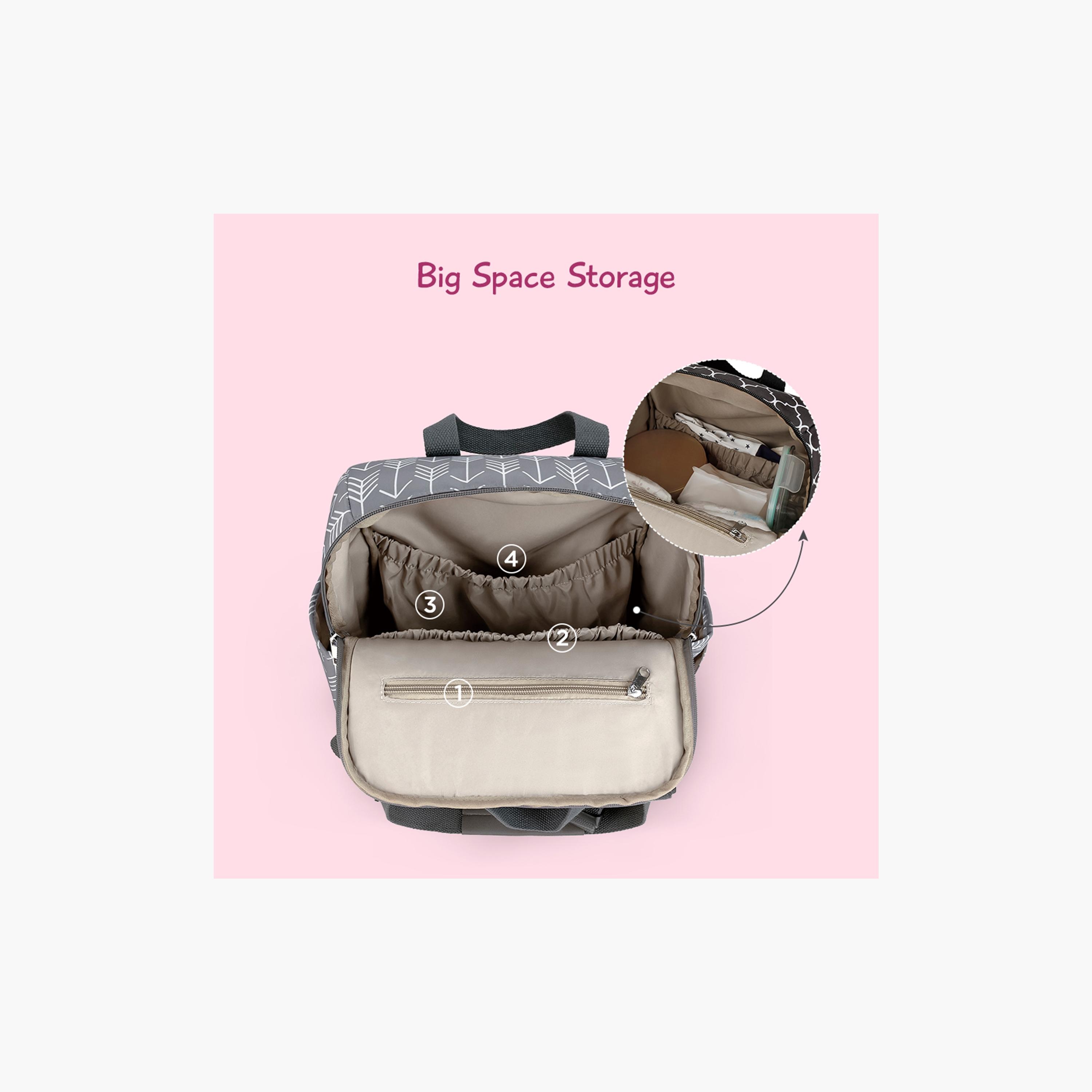 حقيبة ظهر حفاضات 3 قطع مع غيار حفاضات وحقيبة زجاجة - سهم - رمادي من ليتل ستوري.-baby-gear-diaperbags-image-10