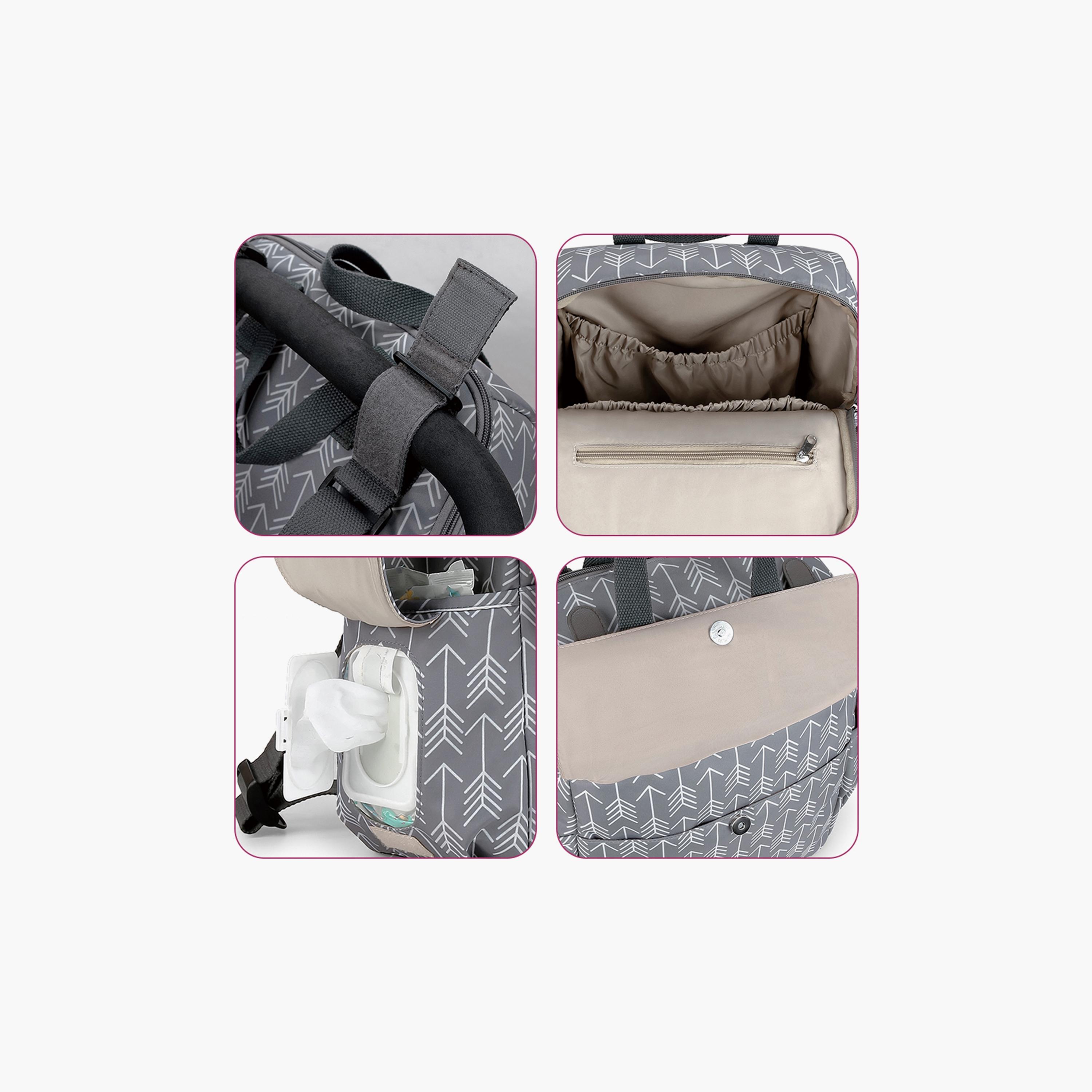 حقيبة ظهر حفاضات 3 قطع مع غيار حفاضات وحقيبة زجاجة - سهم - رمادي من ليتل ستوري.-baby-gear-diaperbags-image-15