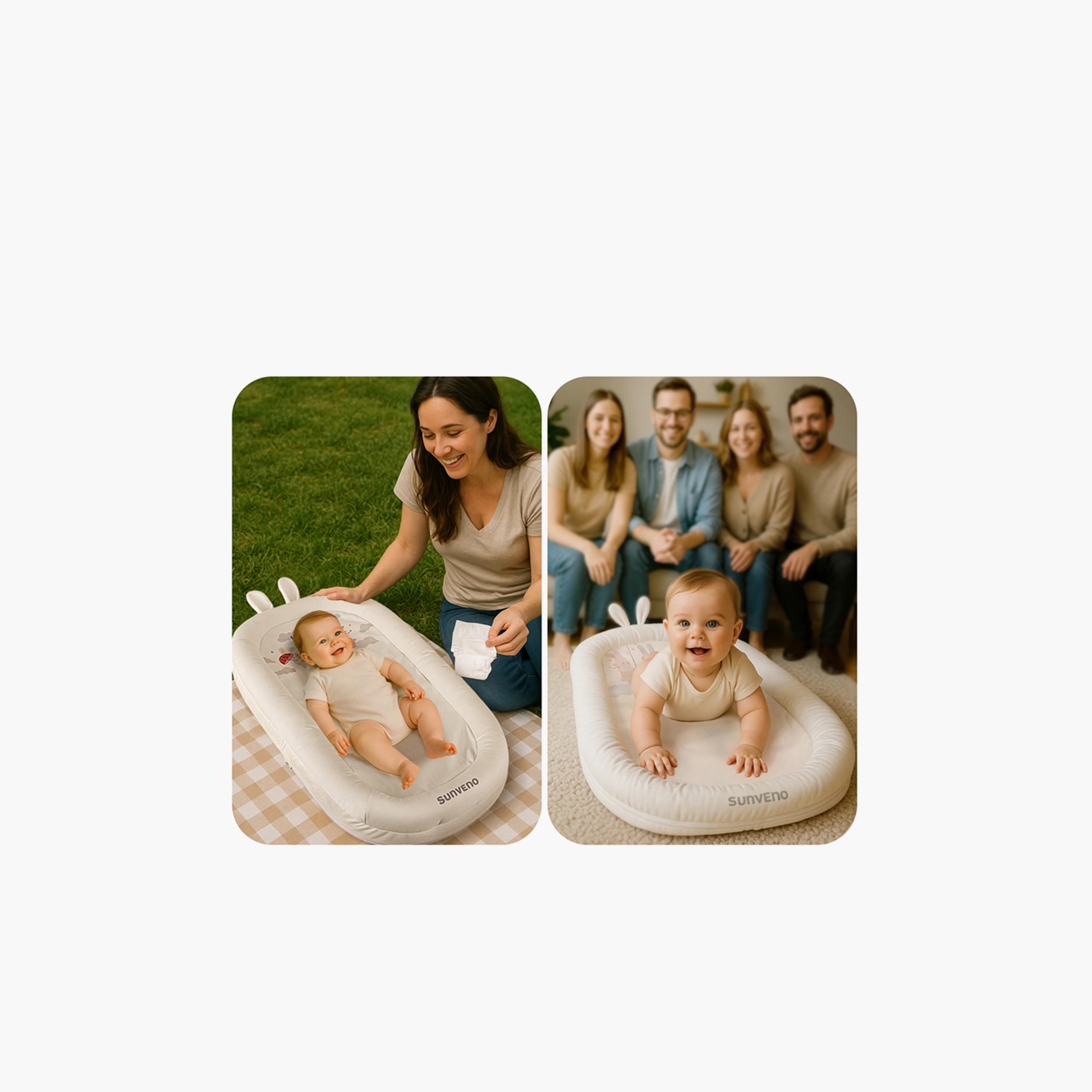 Sunveno Newborn Baby Nest - Bunny - White-baby-nursery-babybedding-image-10
