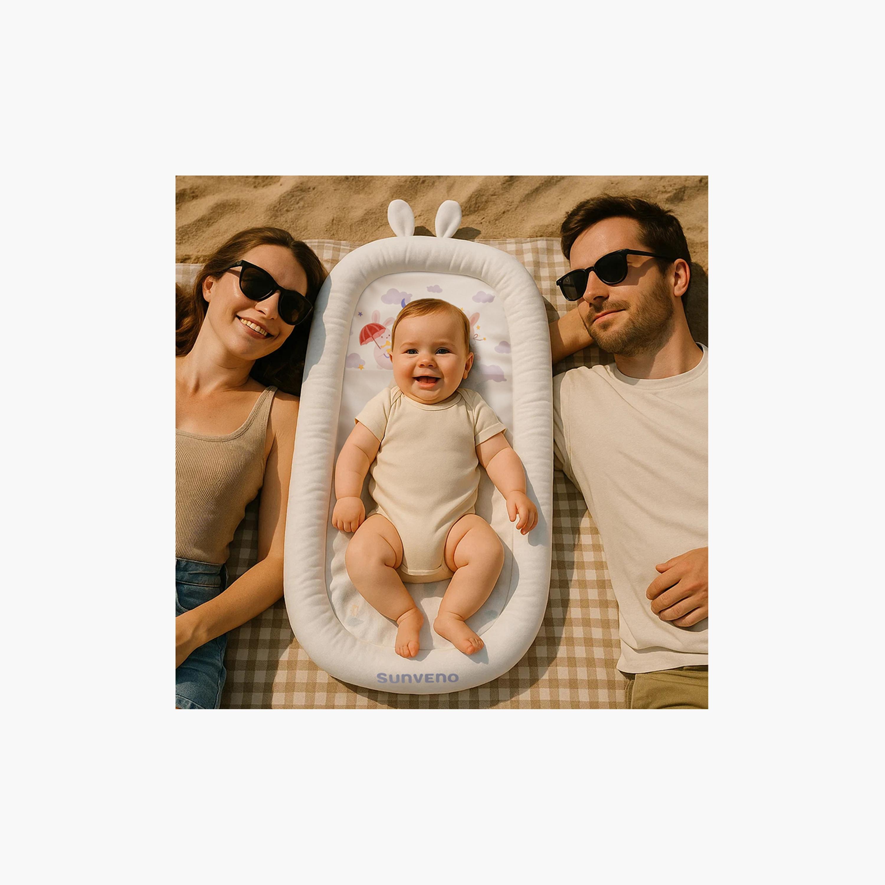 Sunveno Newborn Baby Nest - Bunny - White-baby-nursery-babybedding-image-3
