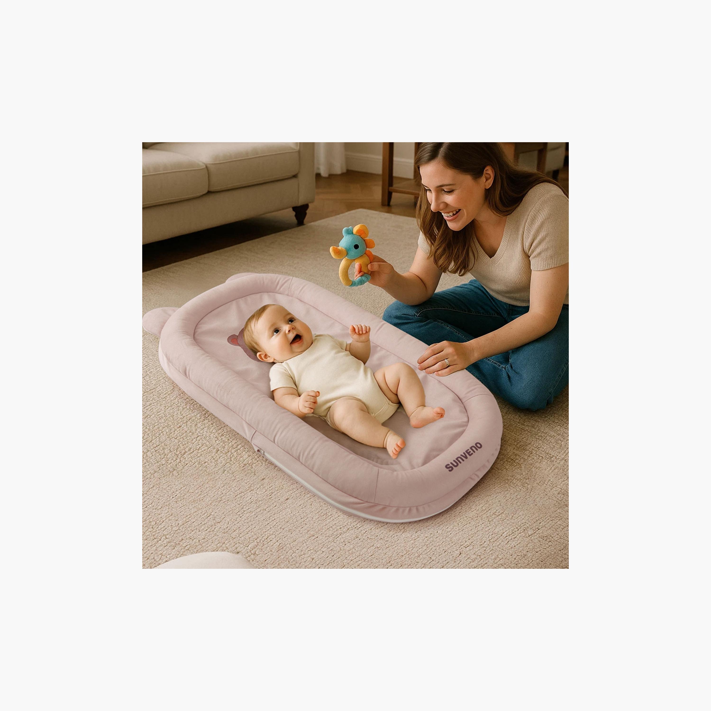 Sunveno Newborn Baby Nest - Bear - Pink-baby-nursery-babybedding-image-11