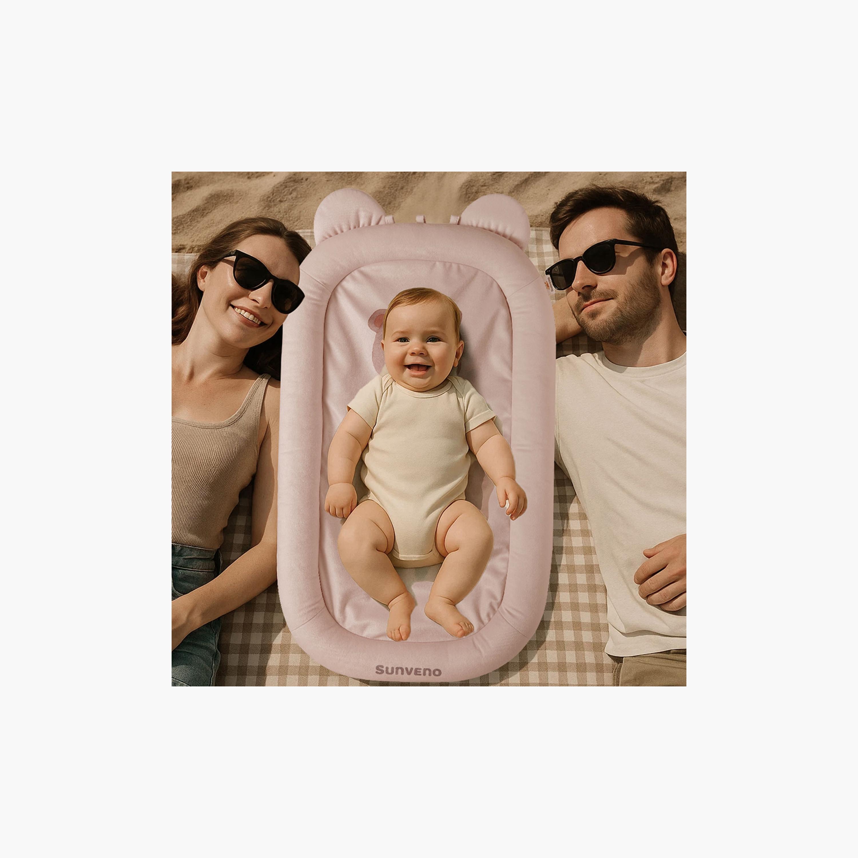 Sunveno Newborn Baby Nest - Bear - Pink-baby-nursery-babybedding-image-3