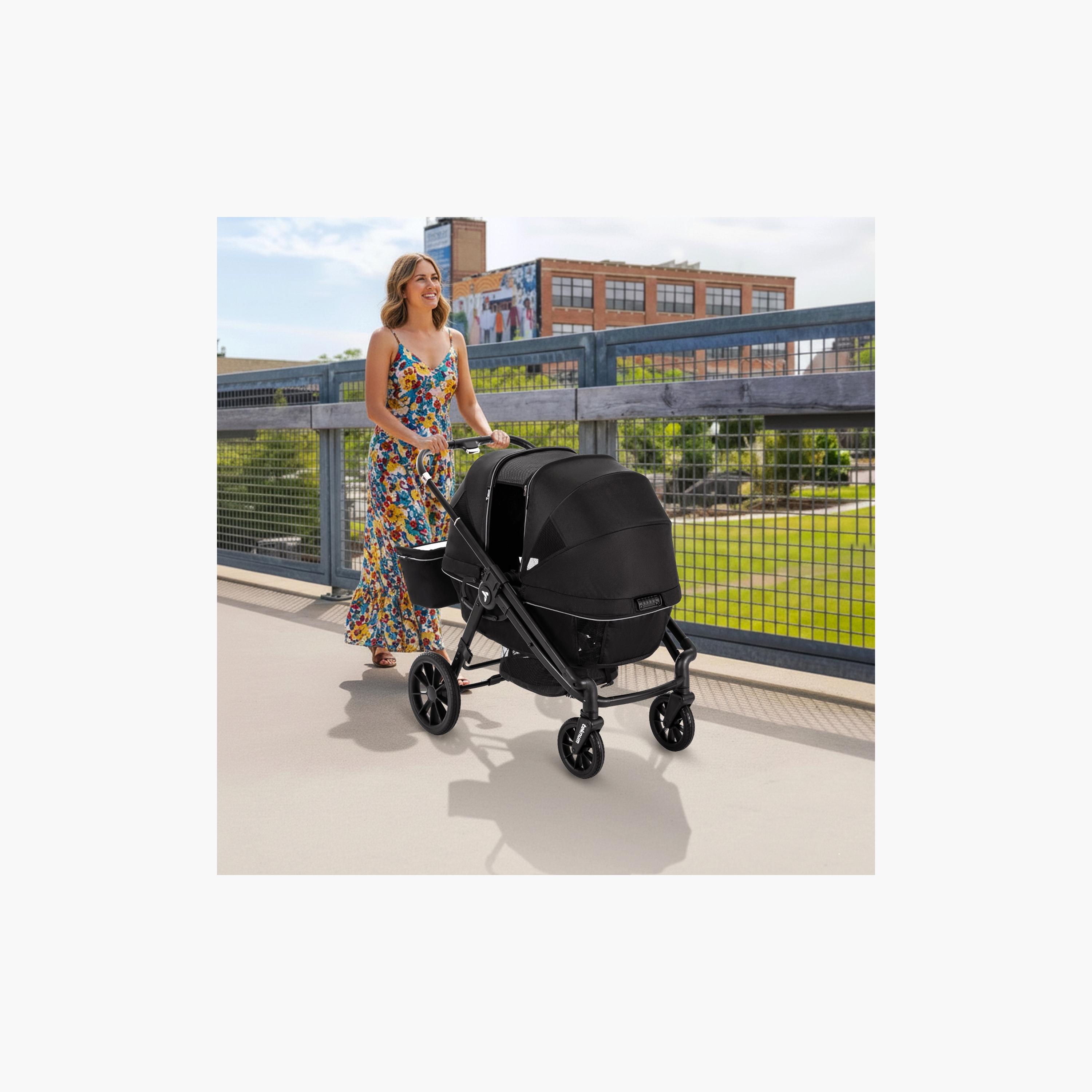 Teknum Reversible Wagon Stroller with Dual Canopy & Tray - Graphite Black-baby-gear-strollersandprams-strollers-image-11