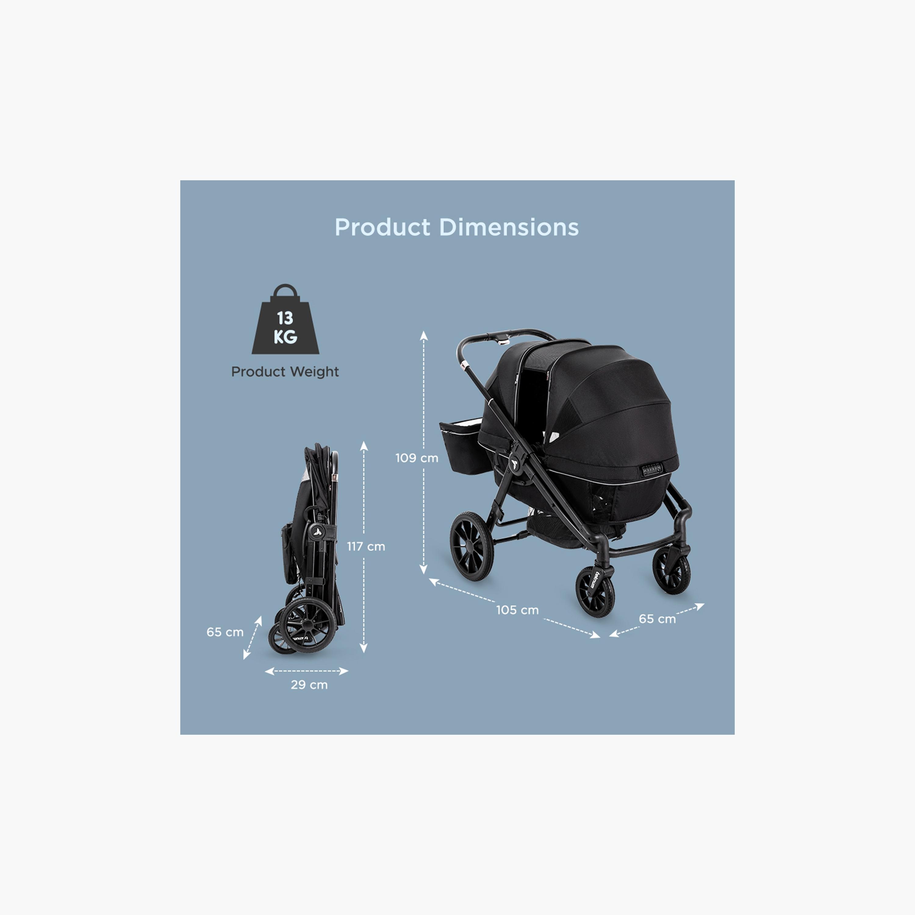 Teknum Reversible Wagon Stroller with Dual Canopy & Tray - Graphite Black-baby-gear-strollersandprams-strollers-image-14