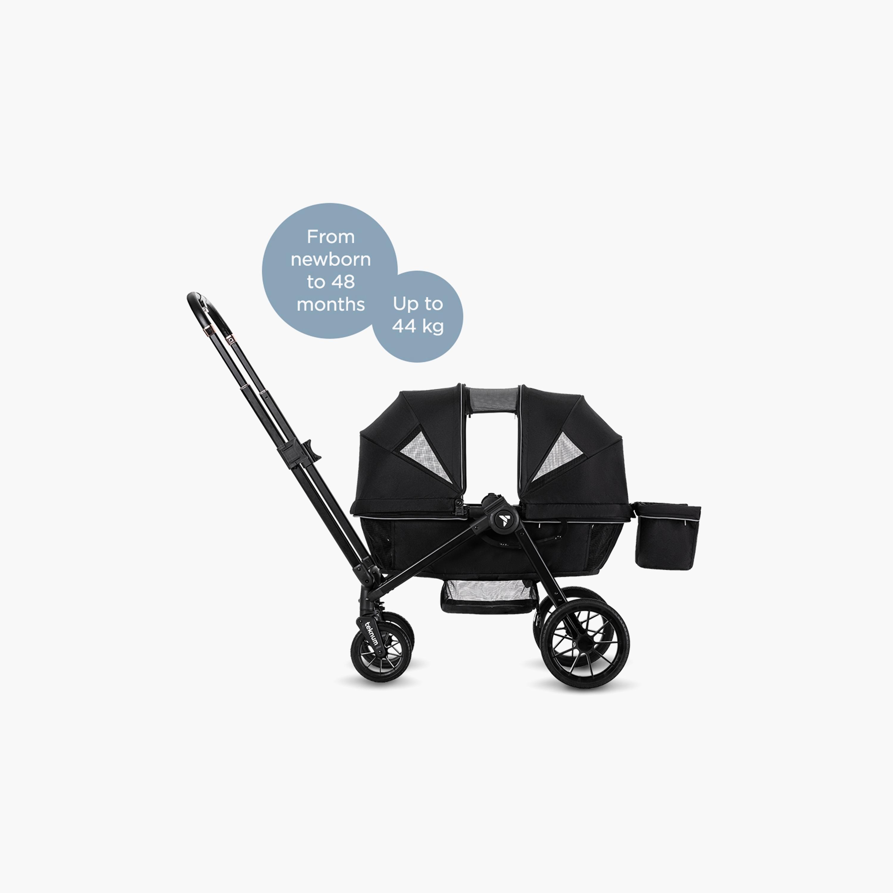 Teknum Reversible Wagon Stroller with Dual Canopy & Tray - Graphite Black-baby-gear-strollersandprams-strollers-image-17