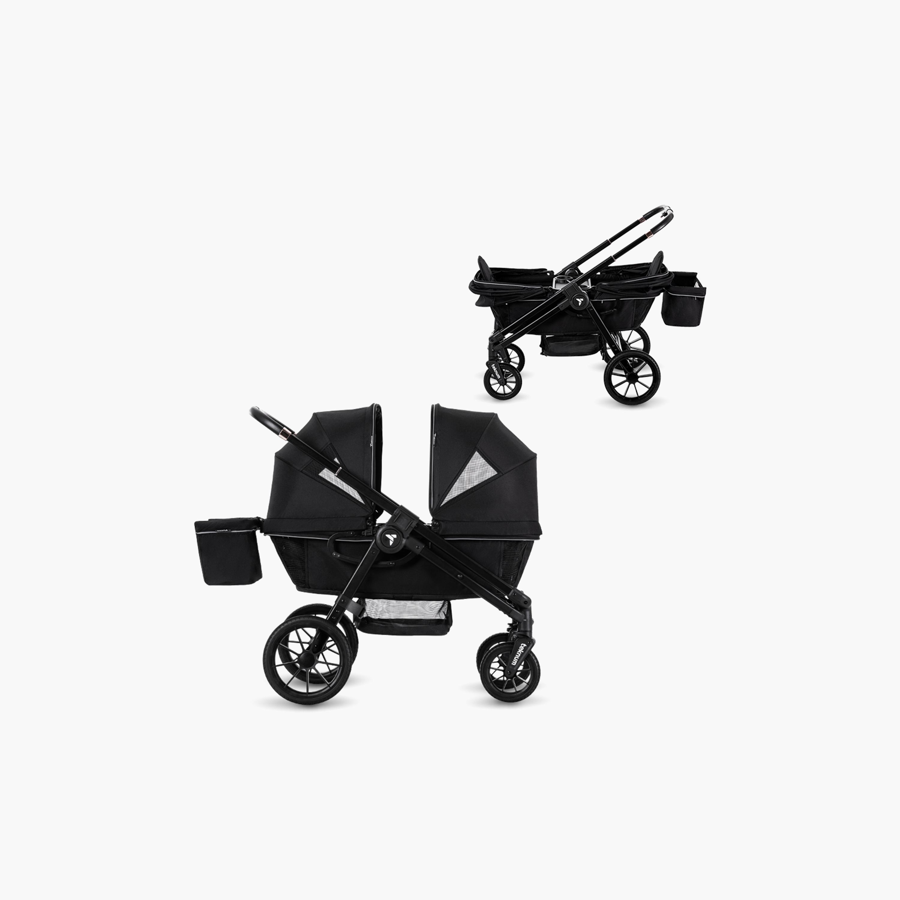 Teknum Reversible Wagon Stroller with Dual Canopy & Tray - Graphite Black-baby-gear-strollersandprams-strollers-image-21