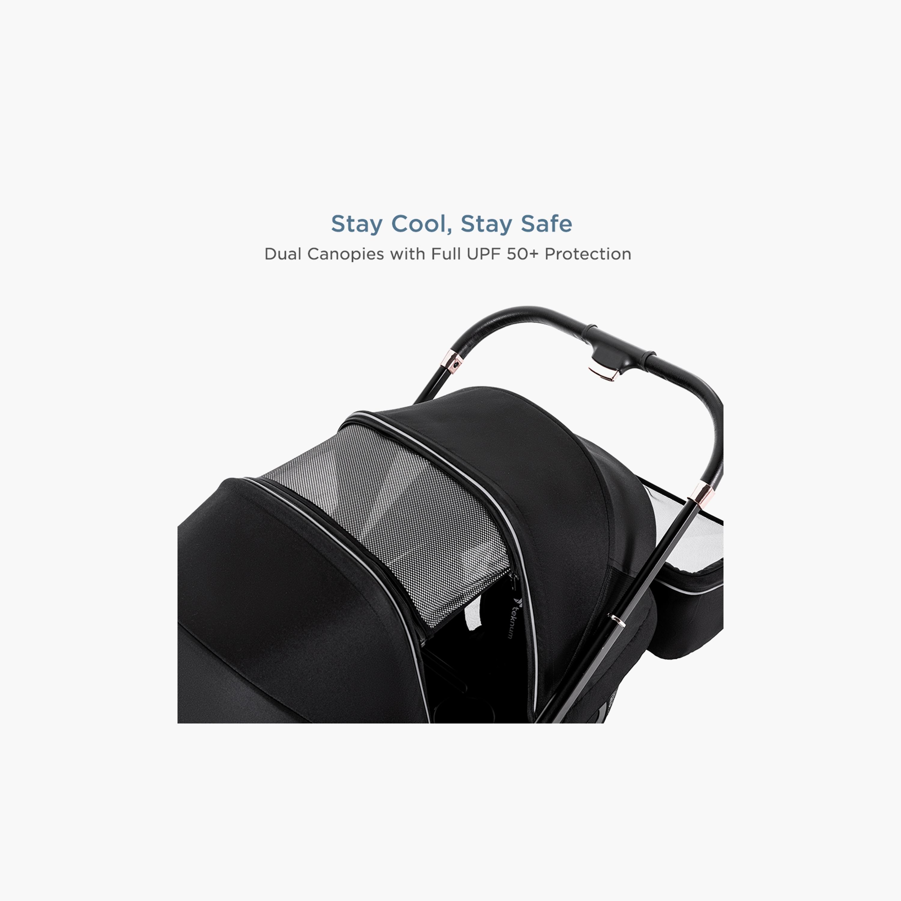 Teknum Reversible Wagon Stroller with Dual Canopy & Tray - Graphite Black-baby-gear-strollersandprams-strollers-image-7