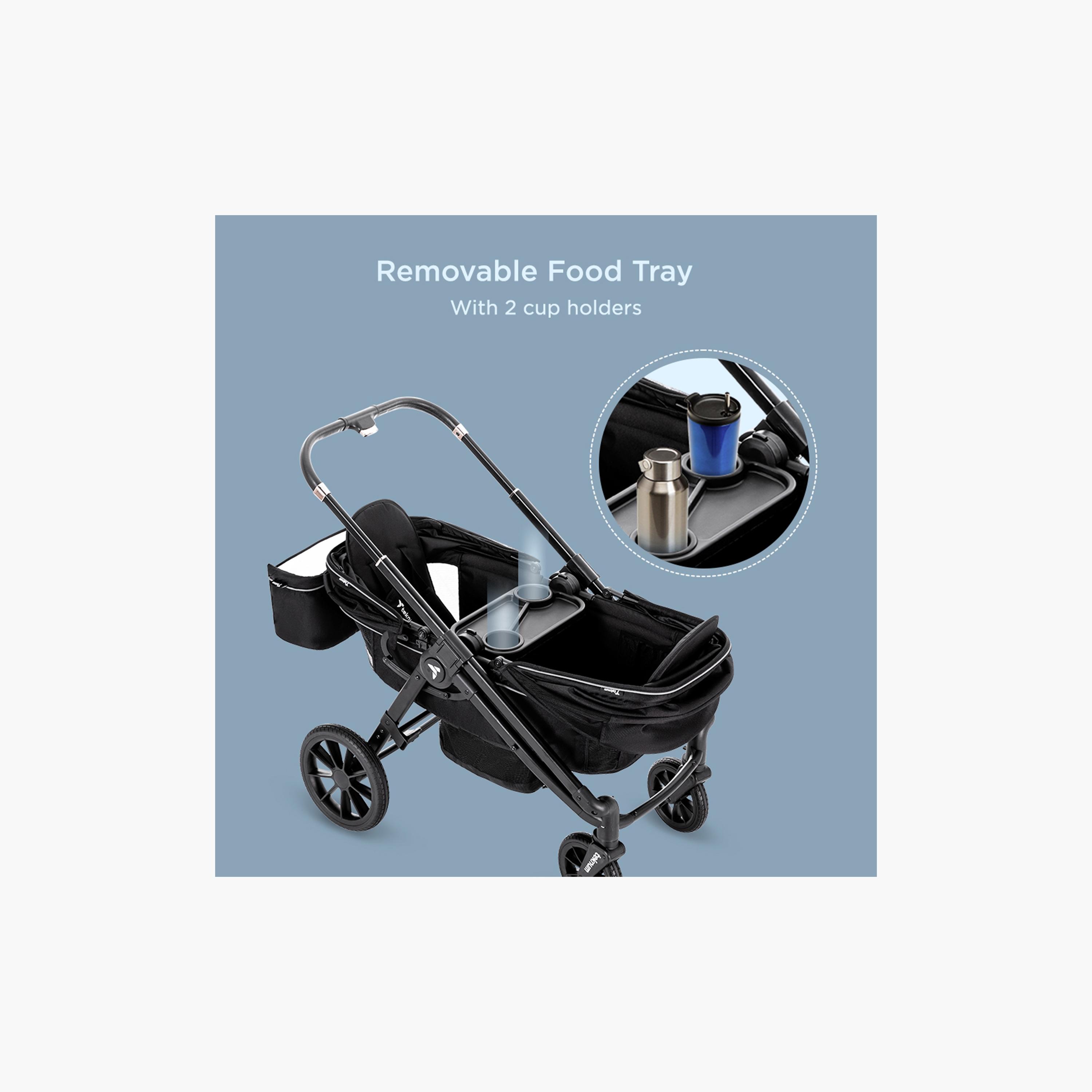 Teknum Reversible Wagon Stroller with Dual Canopy & Tray - Graphite Black-baby-gear-strollersandprams-strollers-image-8