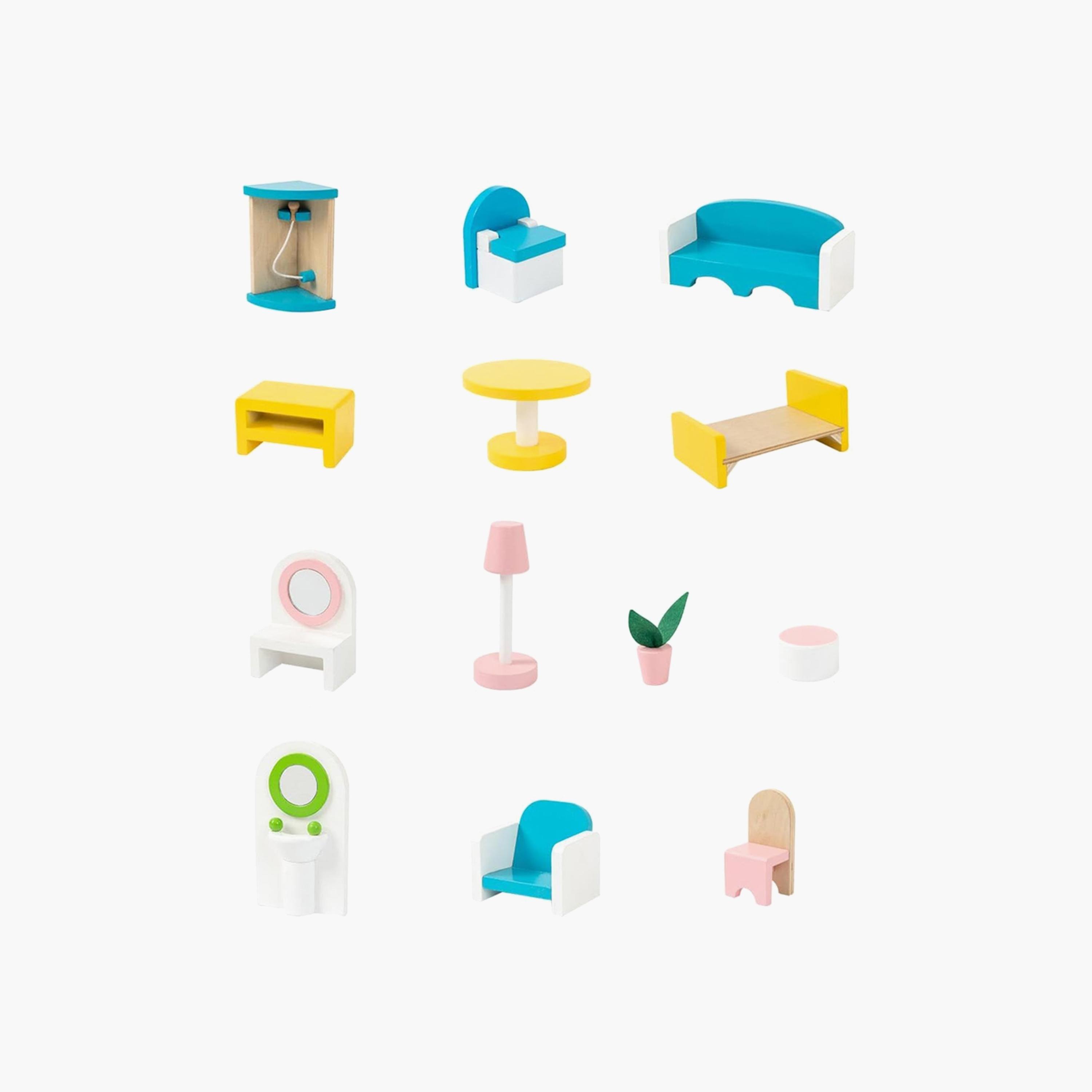 بيت دمى خشبي 3 طوابق مع أثاث وإكسسوارات من ليتل ستوري.-toys-dollsandplaysets-dollplaysets-image-3