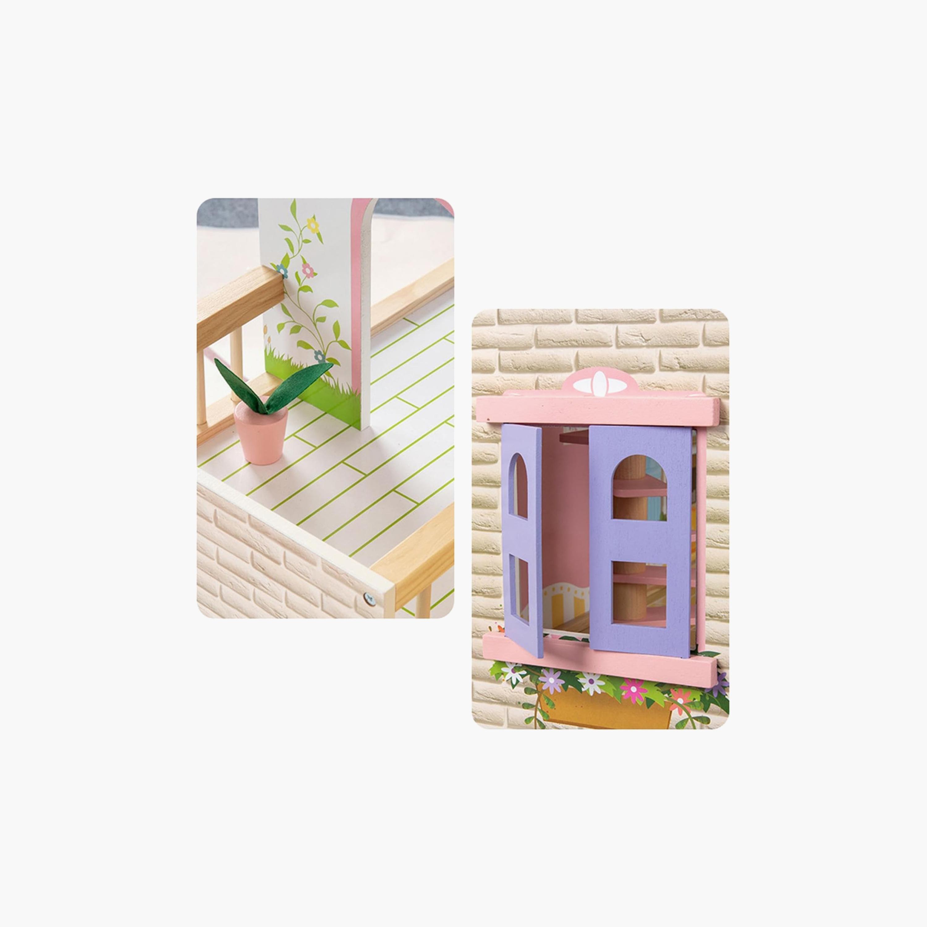 بيت دمى خشبي 3 طوابق مع أثاث وإكسسوارات من ليتل ستوري.-toys-dollsandplaysets-dollplaysets-image-5