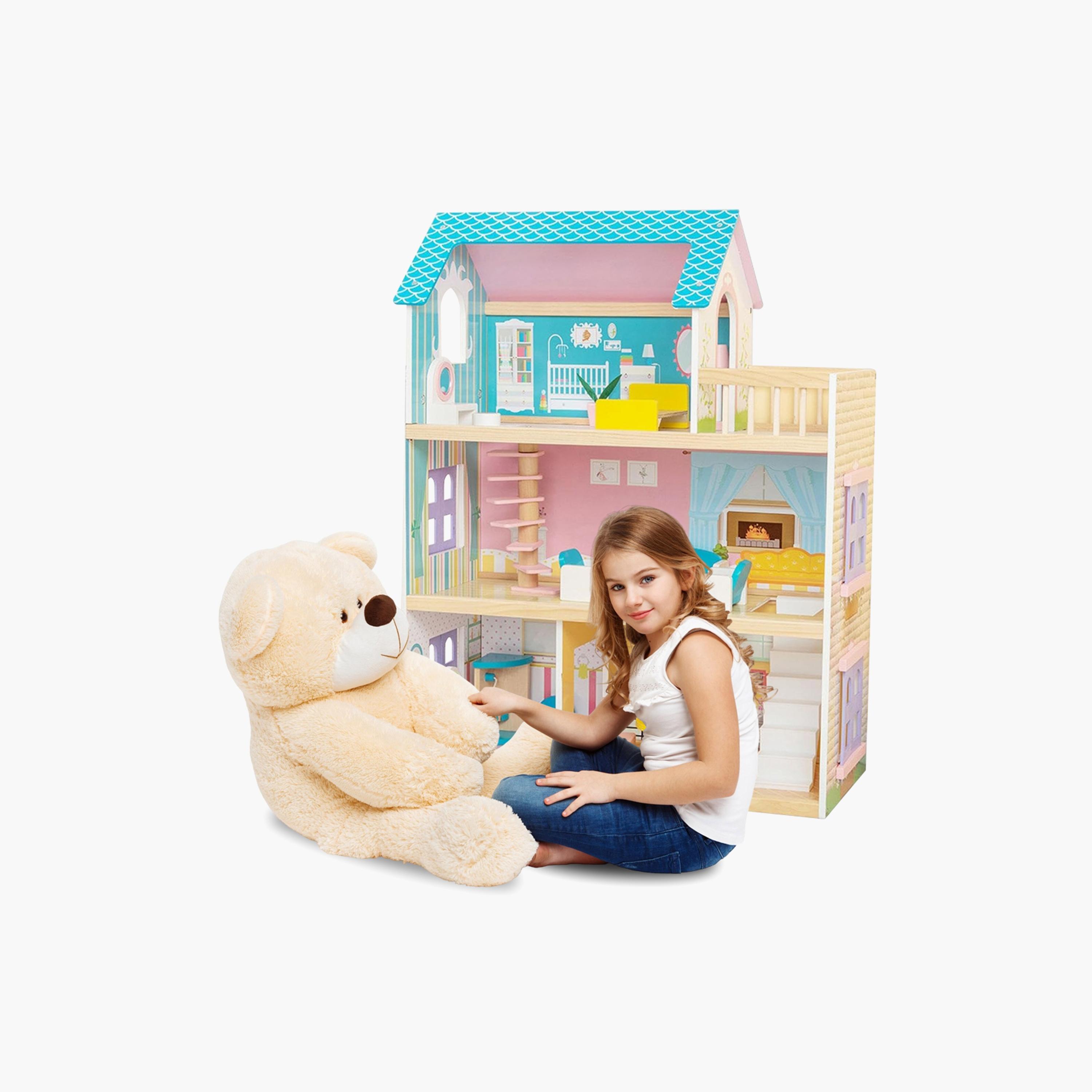 بيت دمى خشبي 3 طوابق مع أثاث وإكسسوارات من ليتل ستوري.-toys-dollsandplaysets-dollplaysets-image-7