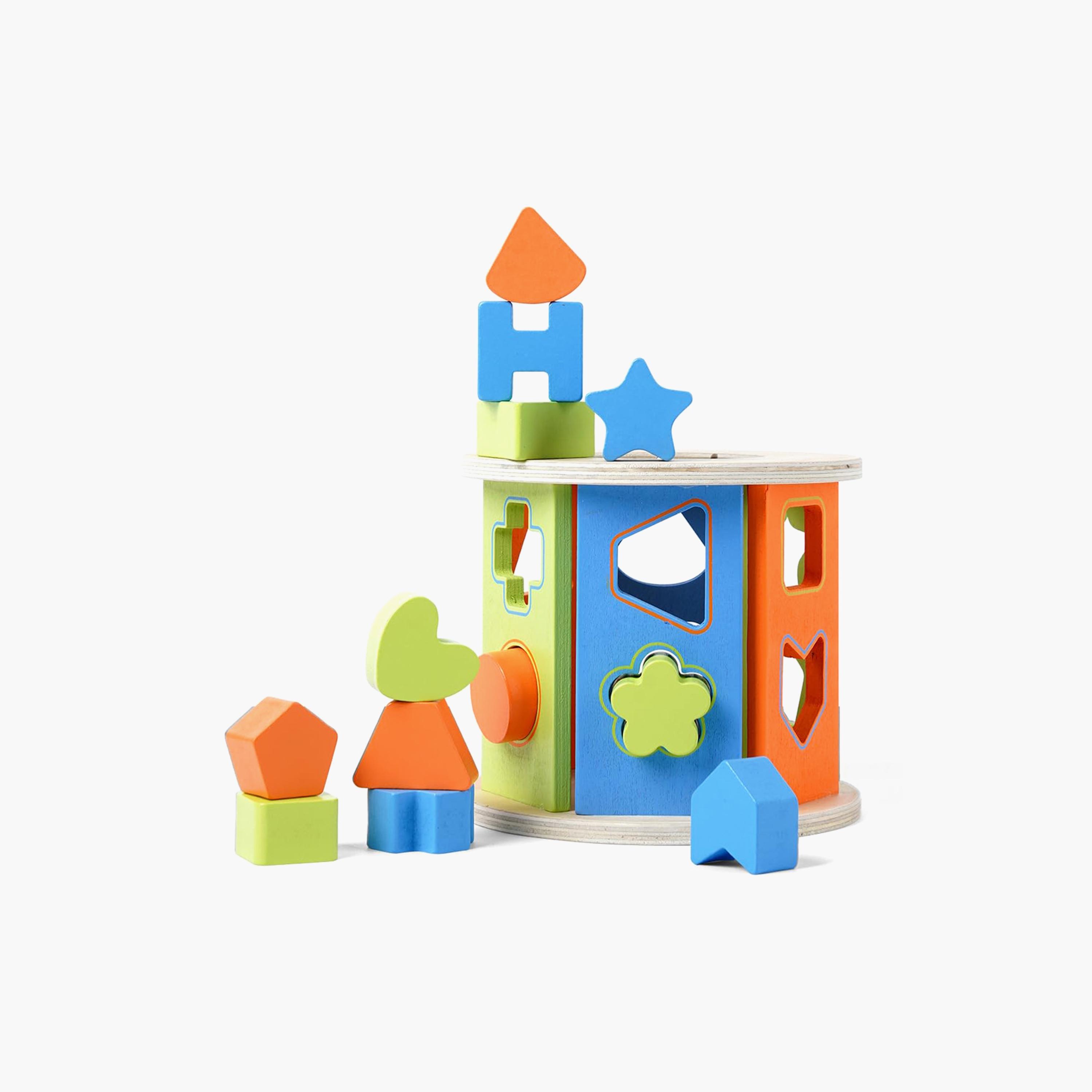 Little Story 12-Piece Wooden Shape Sorting Puzzle Activity Box - Multicolour-toys-roleplay-image-1