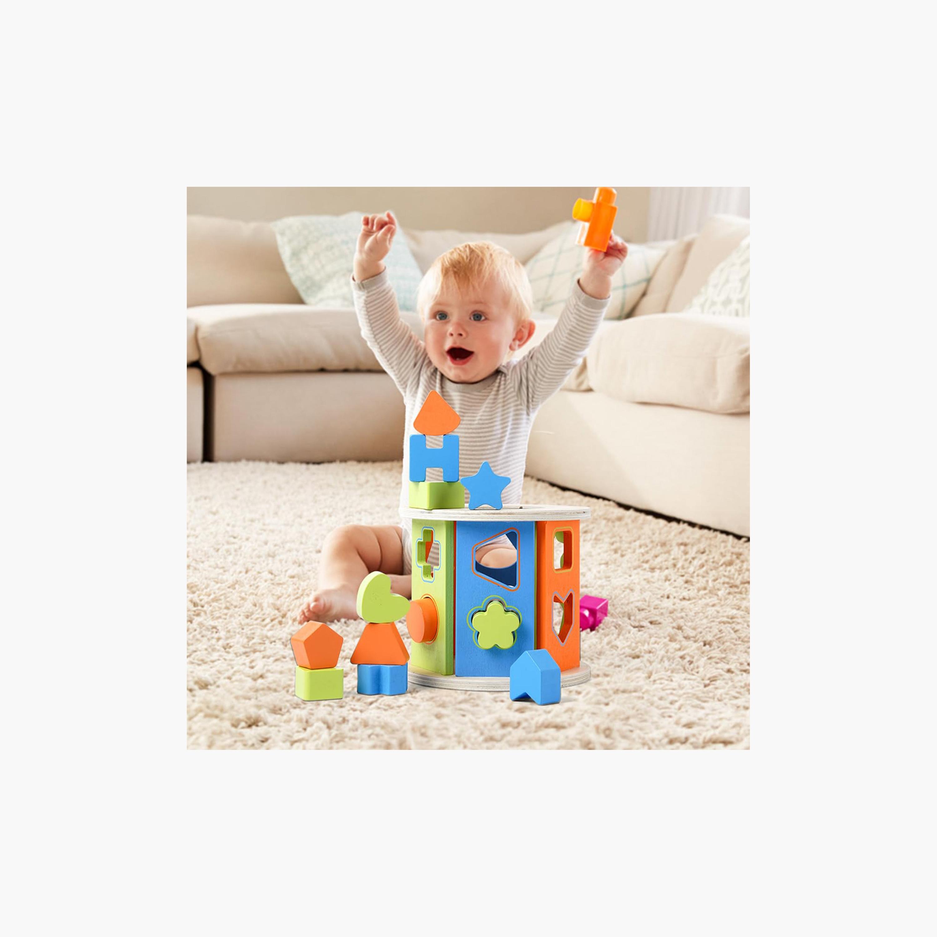 Little Story 12-Piece Wooden Shape Sorting Puzzle Activity Box - Multicolour-toys-roleplay-image-7