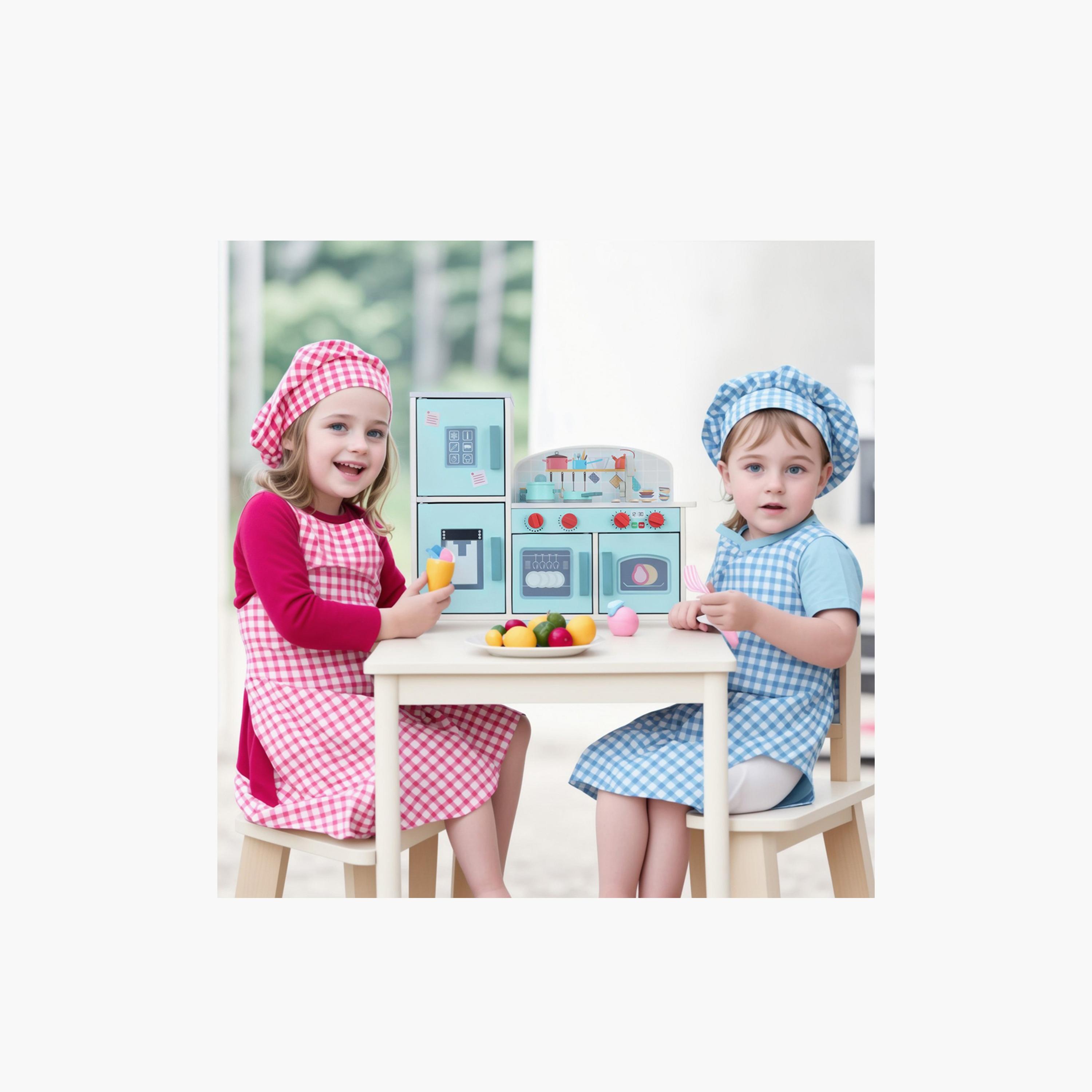 Little Story Wooden Kitchen with Refrigerator and Accessories Pretend Play Set - Teal-toys-roleplay-image-9