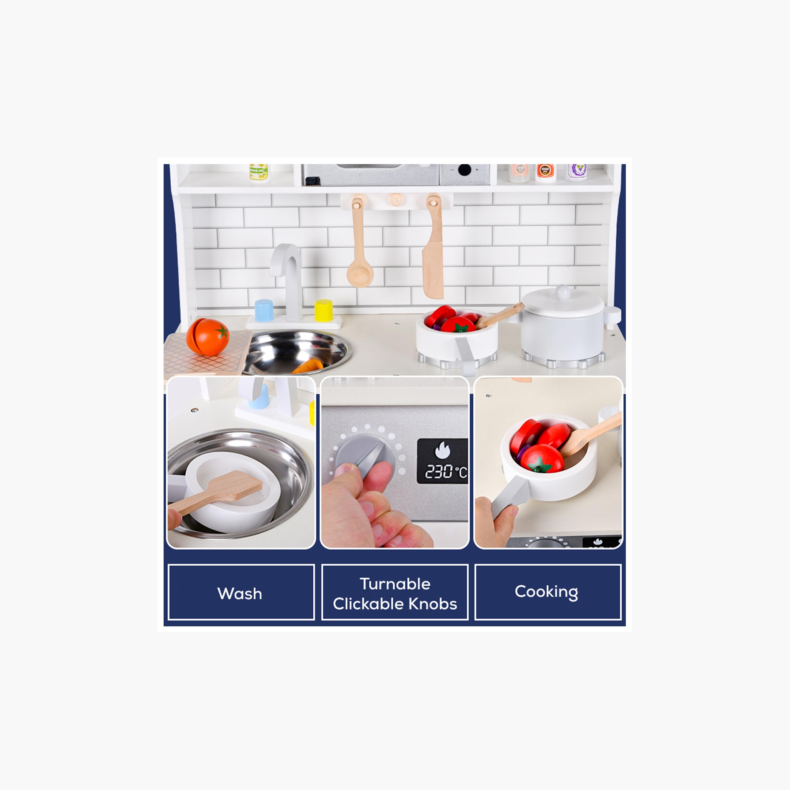 Little Story Wooden Kitchen with Accessories Pretend Play Set - Grey-toys-roleplay-image-10