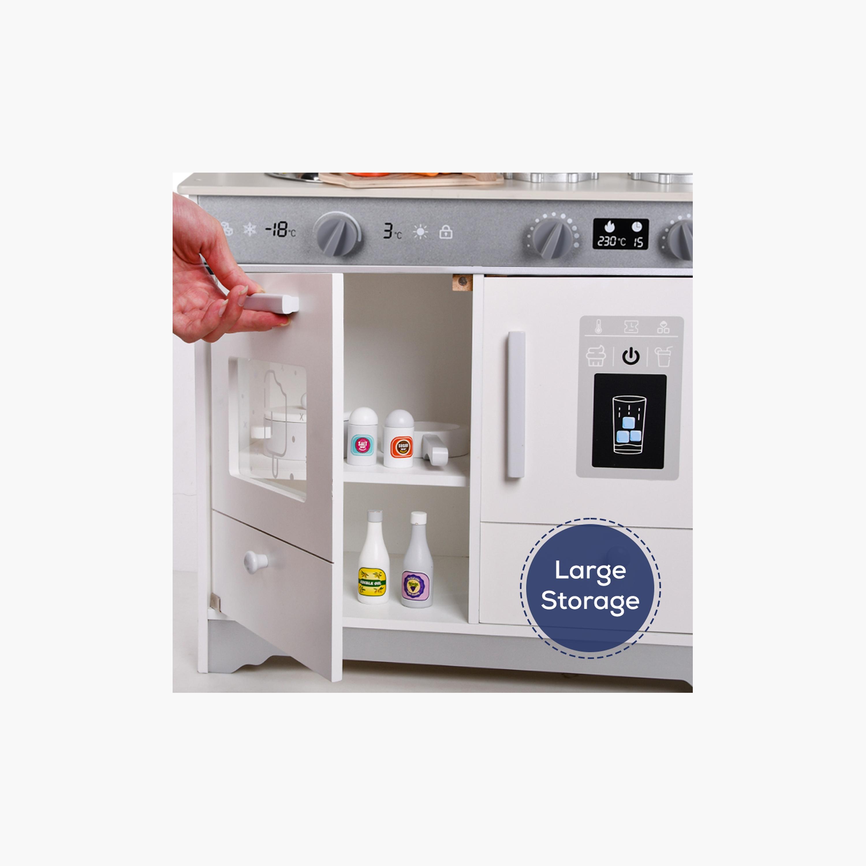 Little Story Wooden Kitchen with Accessories Pretend Play Set - Grey-toys-roleplay-image-4