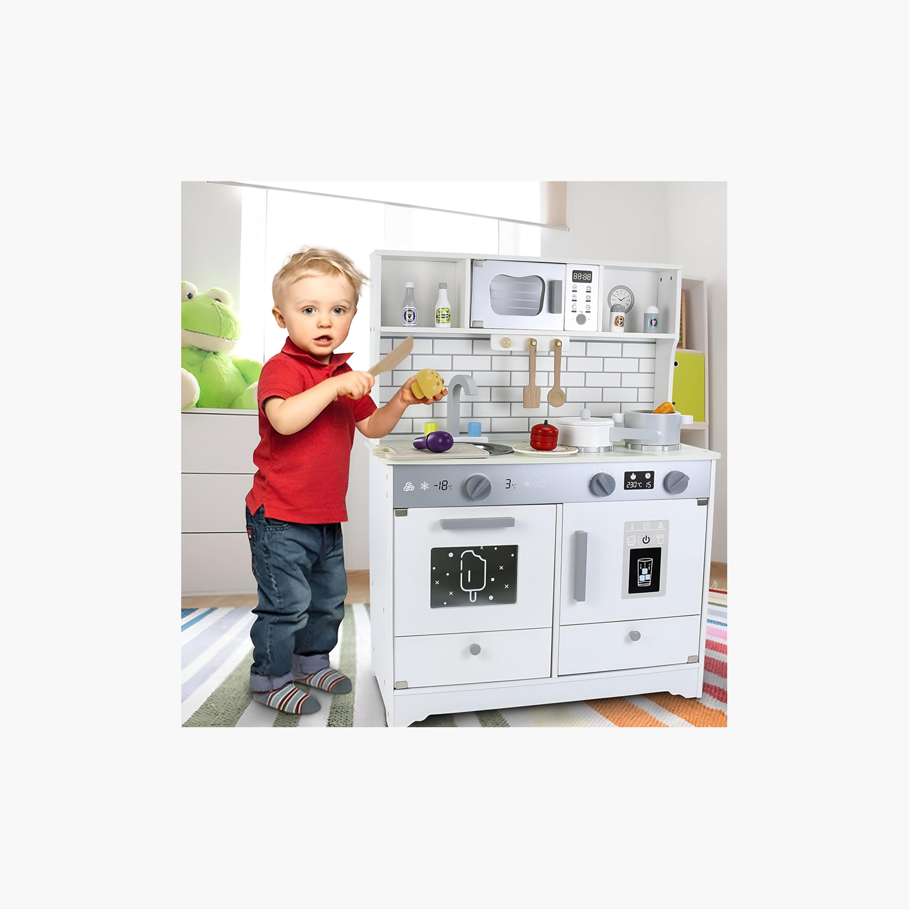 Little Story Wooden Kitchen with Accessories Pretend Play Set - Grey-toys-roleplay-image-6