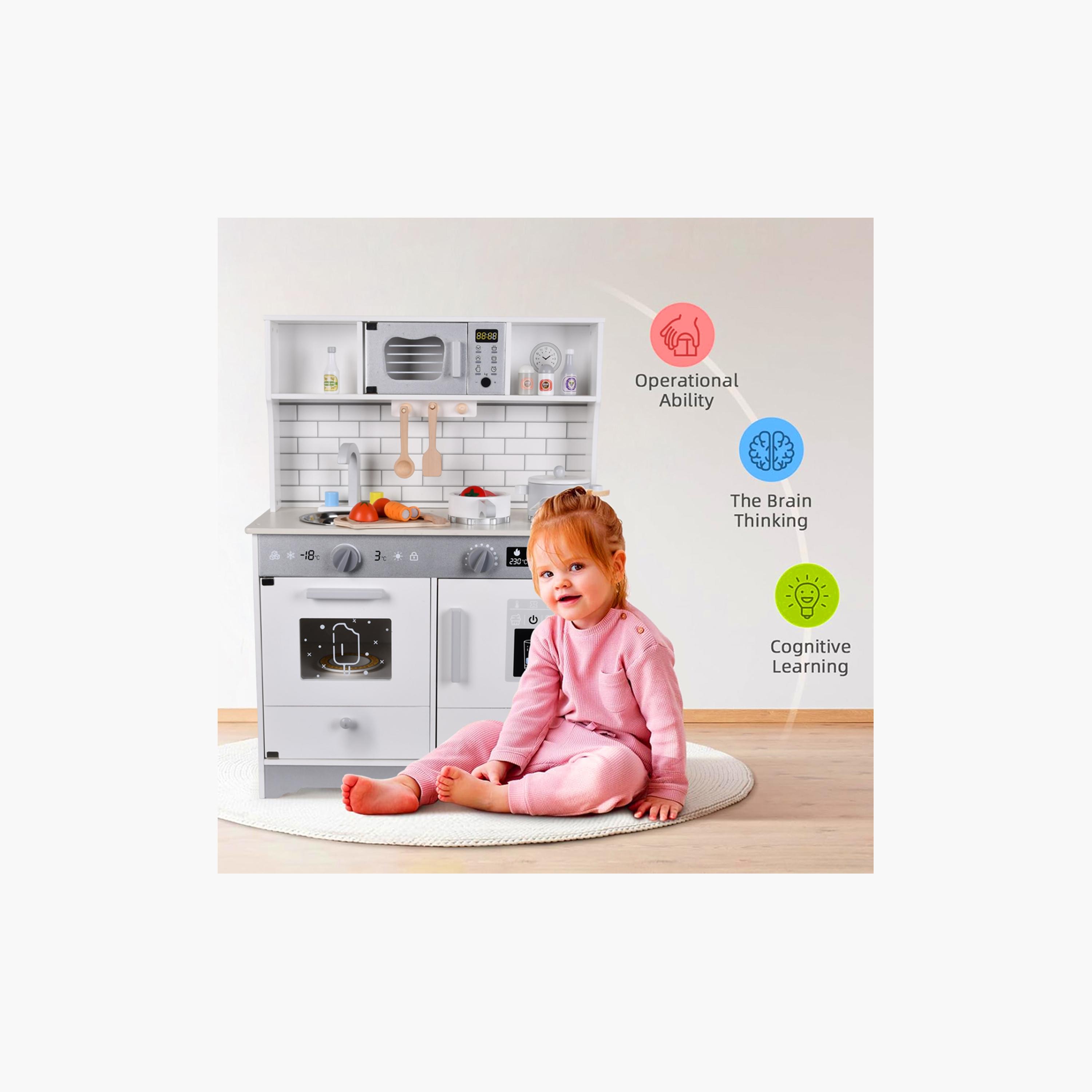 Little Story Wooden Kitchen with Accessories Pretend Play Set - Grey-toys-roleplay-image-8