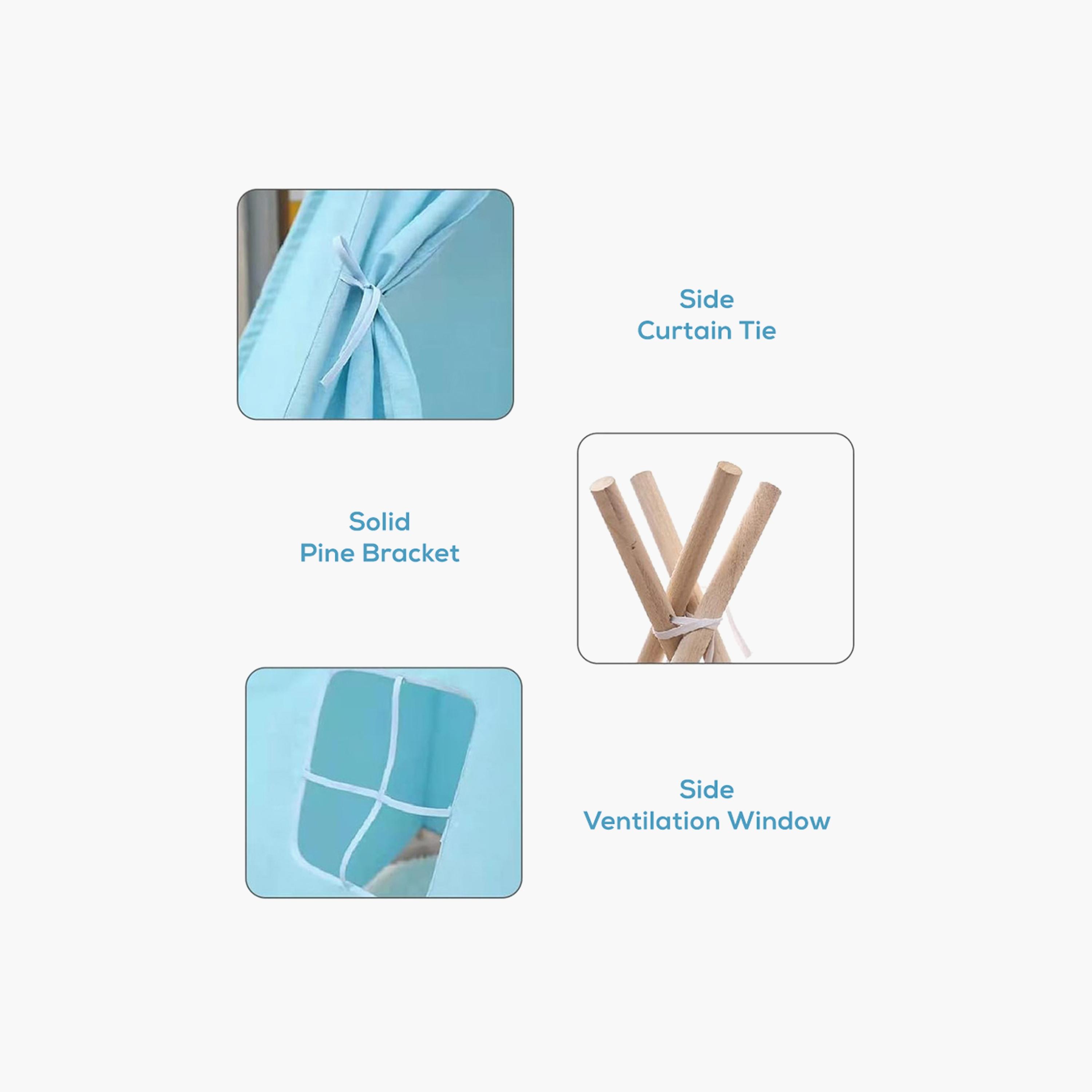 Little Story Canvas Foldable Tent and Teepee Playhouse - Blue-toys-outdoor-playhousesandplayards-image-2