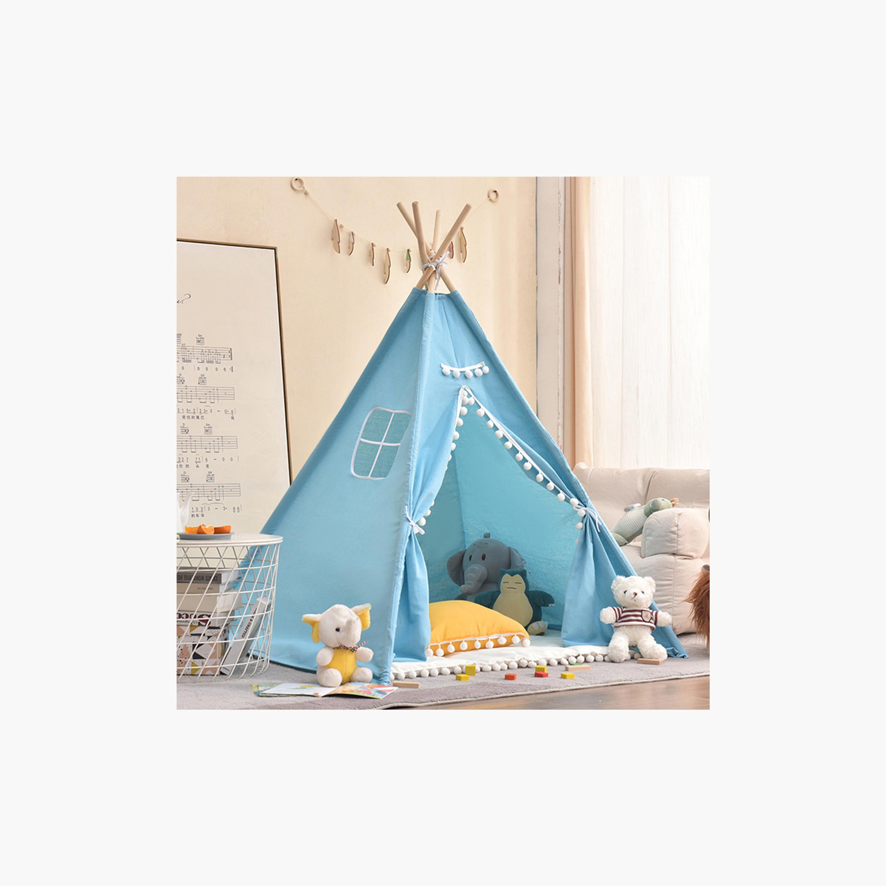 Little Story Canvas Foldable Tent and Teepee Playhouse - Blue-toys-outdoor-playhousesandplayards-image-4
