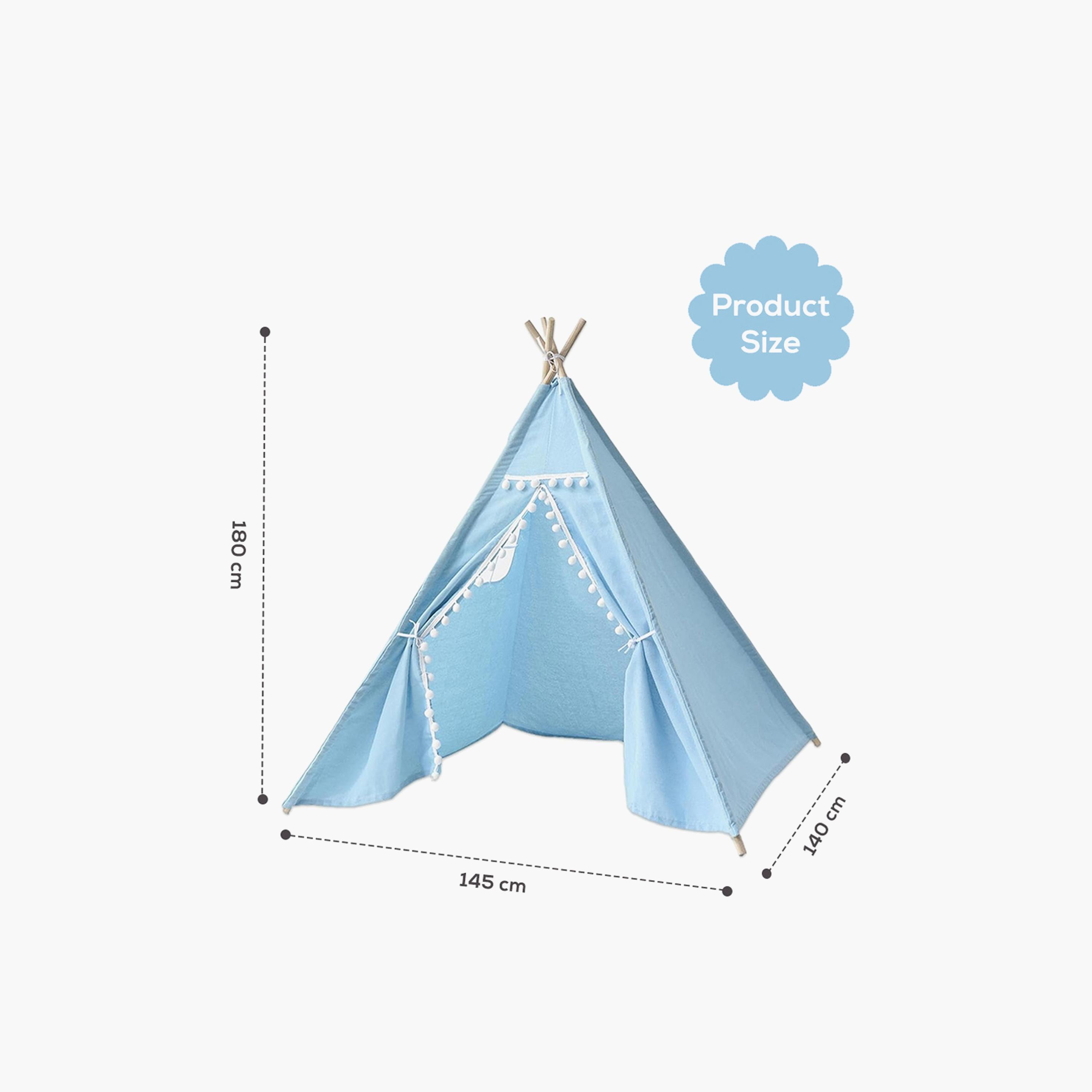 Little Story Canvas Foldable Tent and Teepee Playhouse - Blue-toys-outdoor-playhousesandplayards-image-6