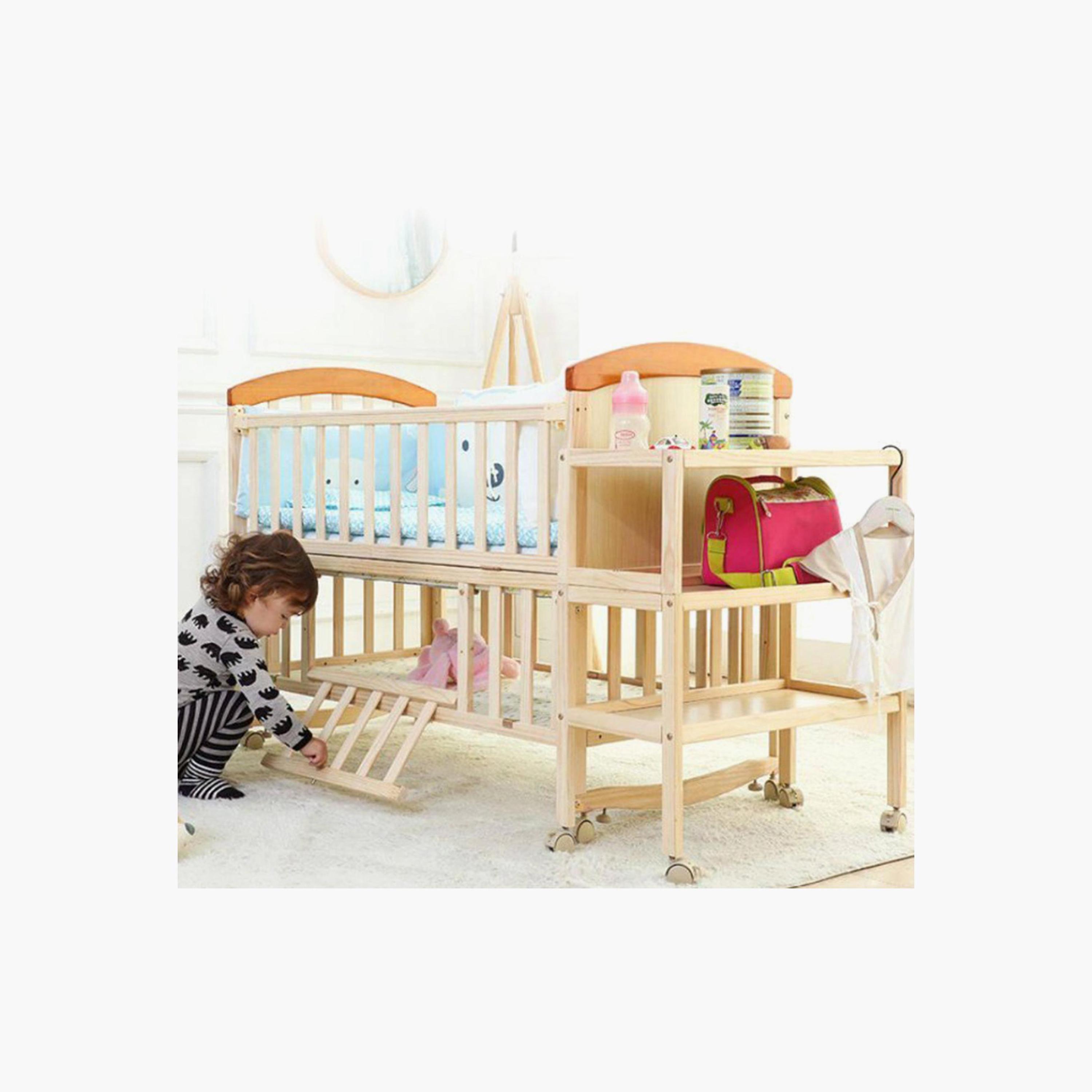 Zrafh Baby Wooden Bed with Spacious Storage Space - 115 x 61 x 95 cm-baby-nursery-furniture-cribsandbeds-babycribs-image-2