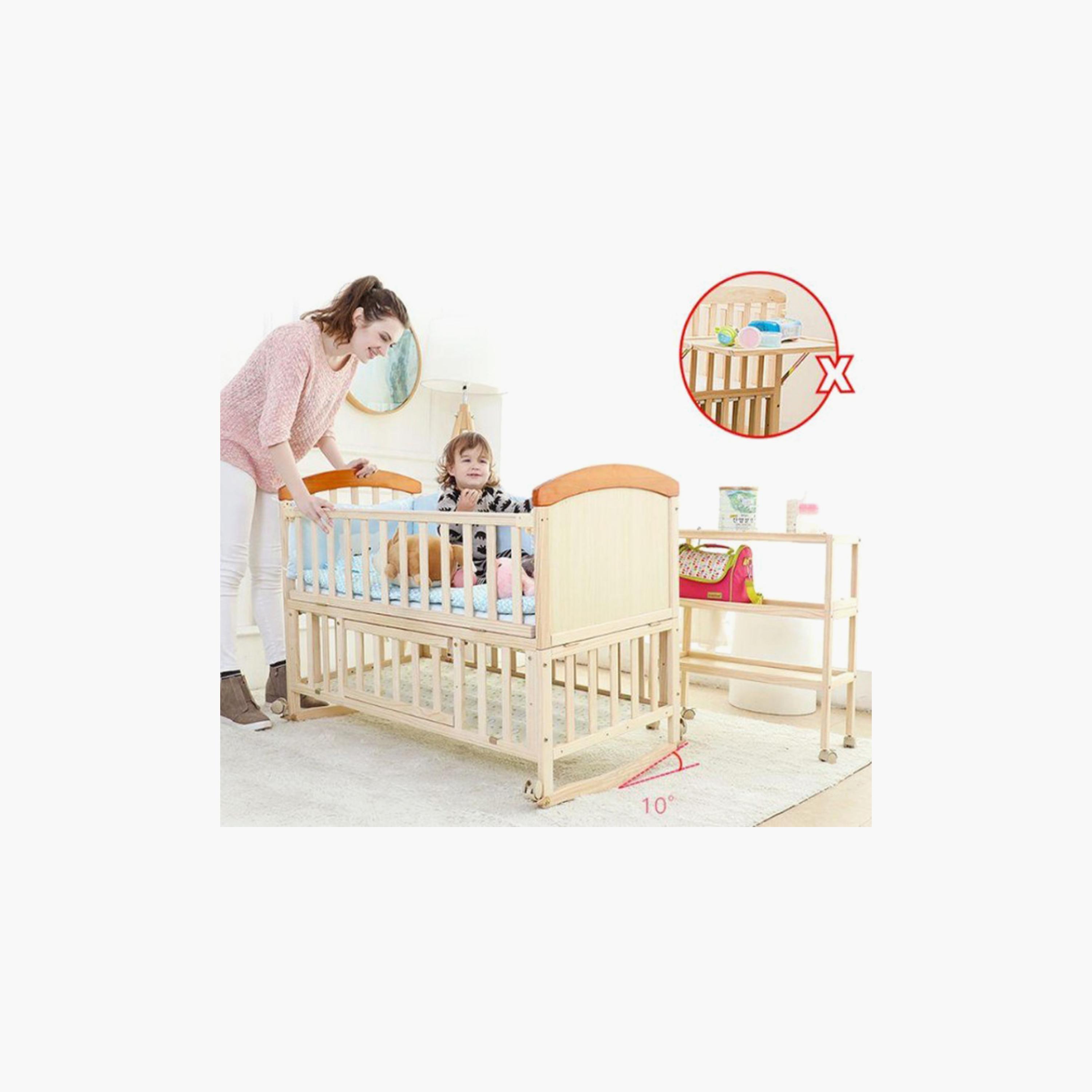 Zrafh Baby Wooden Bed with Spacious Storage Space - 115 x 61 x 95 cm-baby-nursery-furniture-cribsandbeds-babycribs-image-4