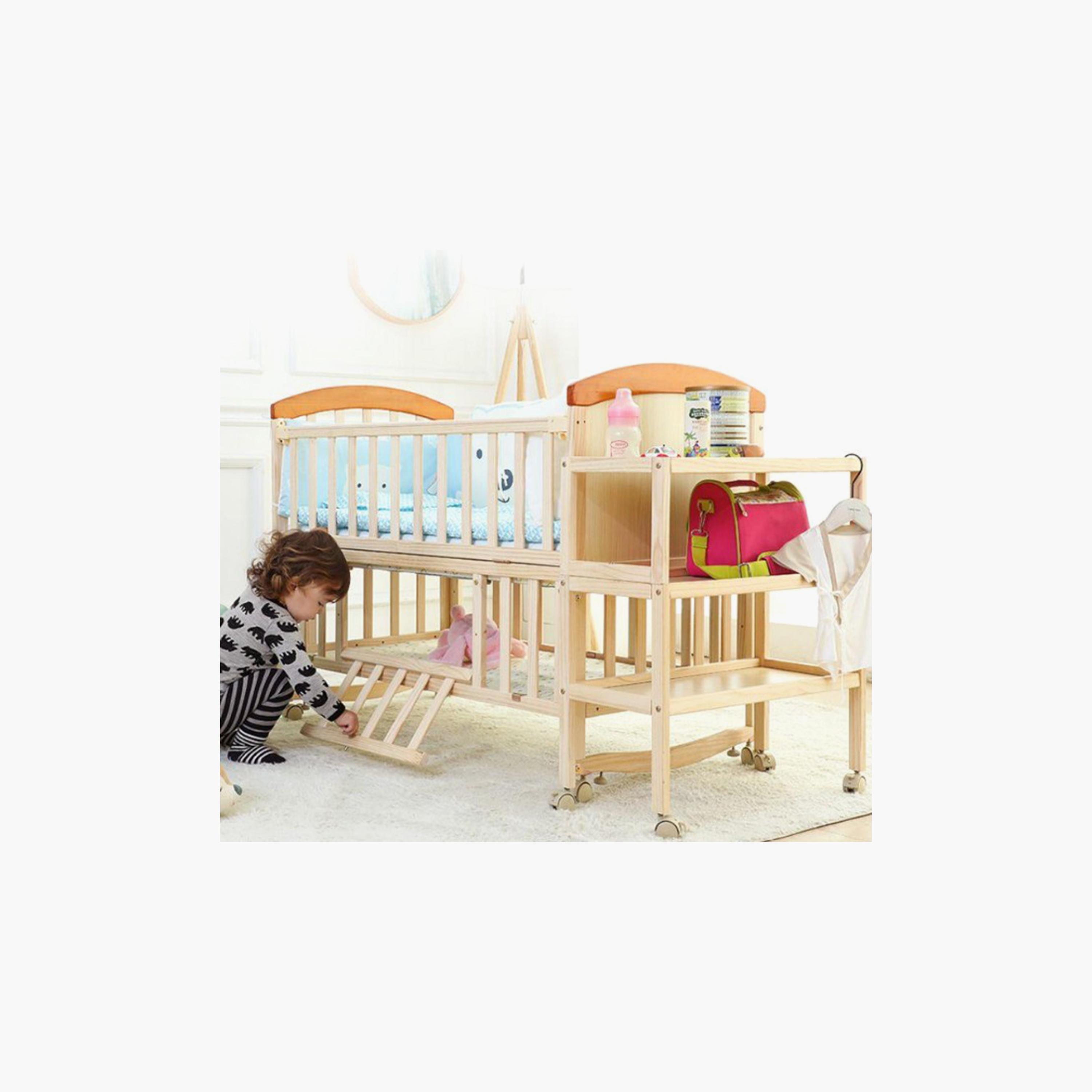 Zrafh Baby Wooden Bed with Spacious Storage Space - 115 x 61 x 95 cm-baby-nursery-furniture-cribsandbeds-babycribs-image-7