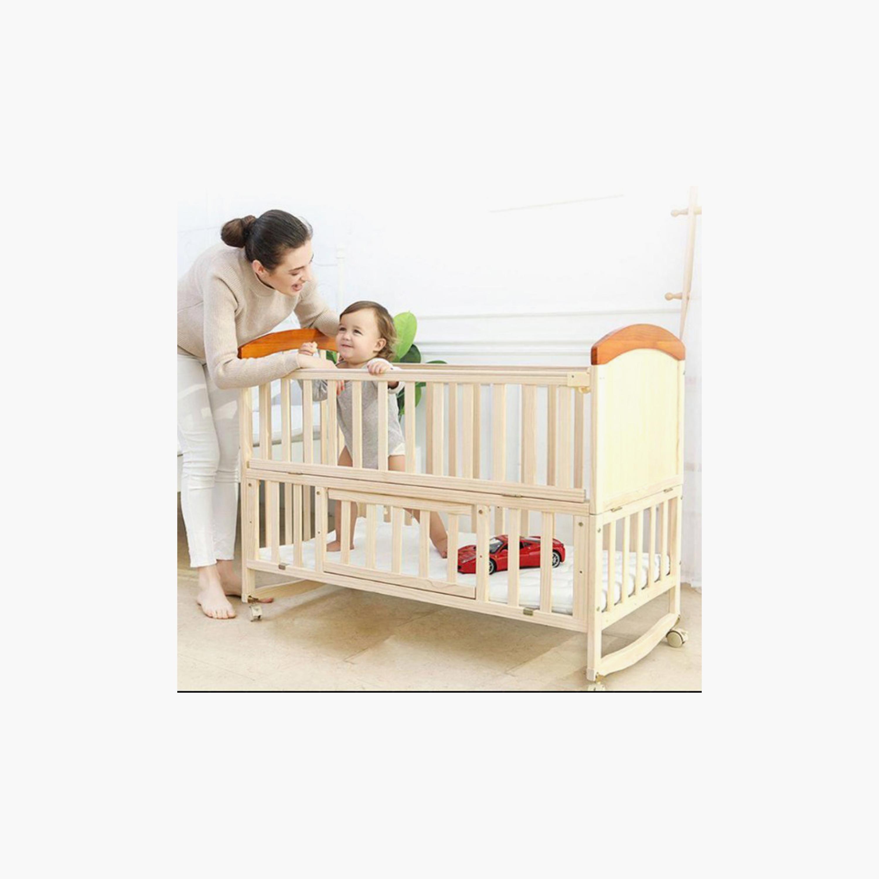 Zrafh Baby Wooden Bed with Spacious Storage Space - 115 x 61 x 95 cm-baby-nursery-furniture-cribsandbeds-babycribs-image-9
