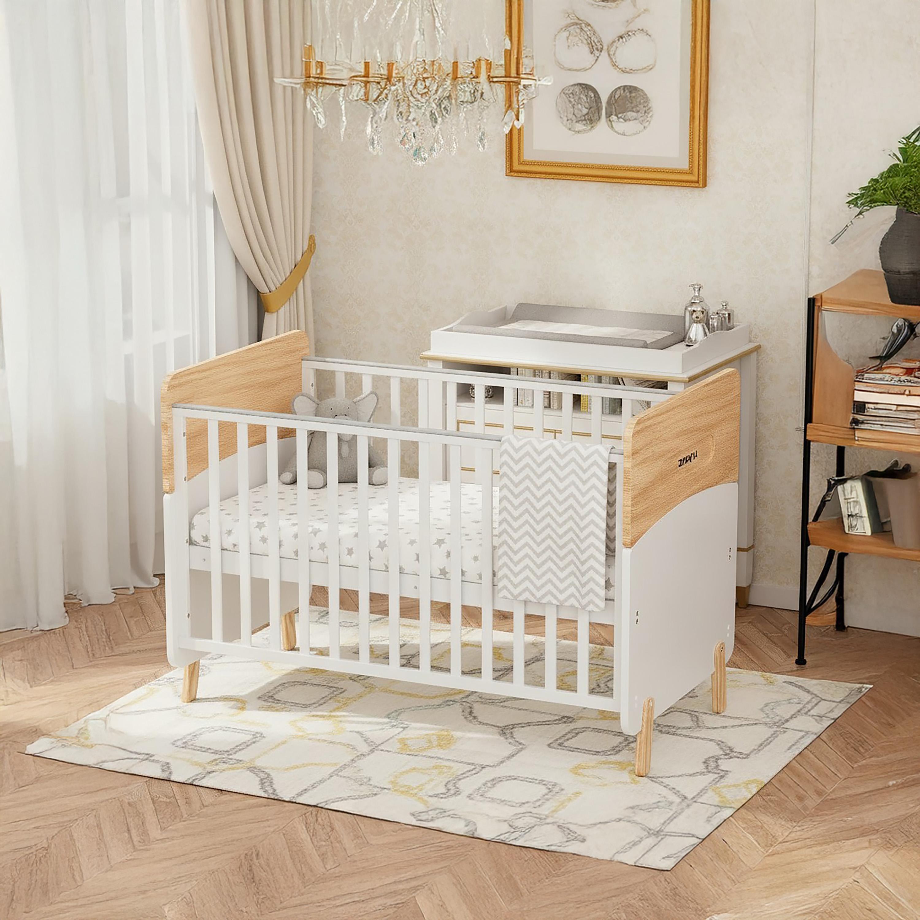 Zrafh Wooden Convertible Baby Crib to Toddler Bed with Mosquito Net-baby-nursery-furniture-cribsandbeds-babycribs-image-1