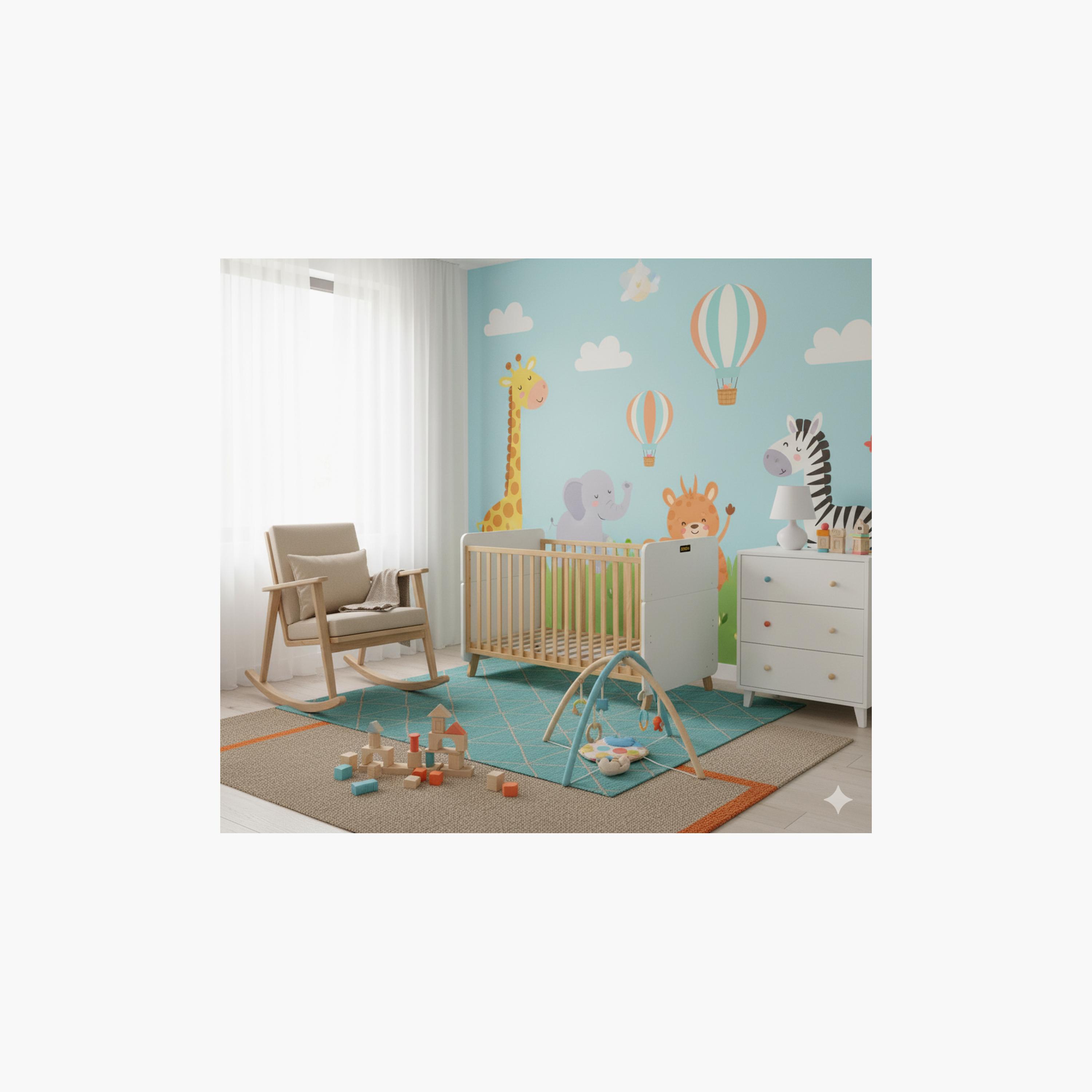 سرير أطفال خشبي قابل للتحويل إلى سرير طفل صغير - أبيض/بني من زرافة-baby-nursery-furniture-cribsandbeds-babycribs-image-3