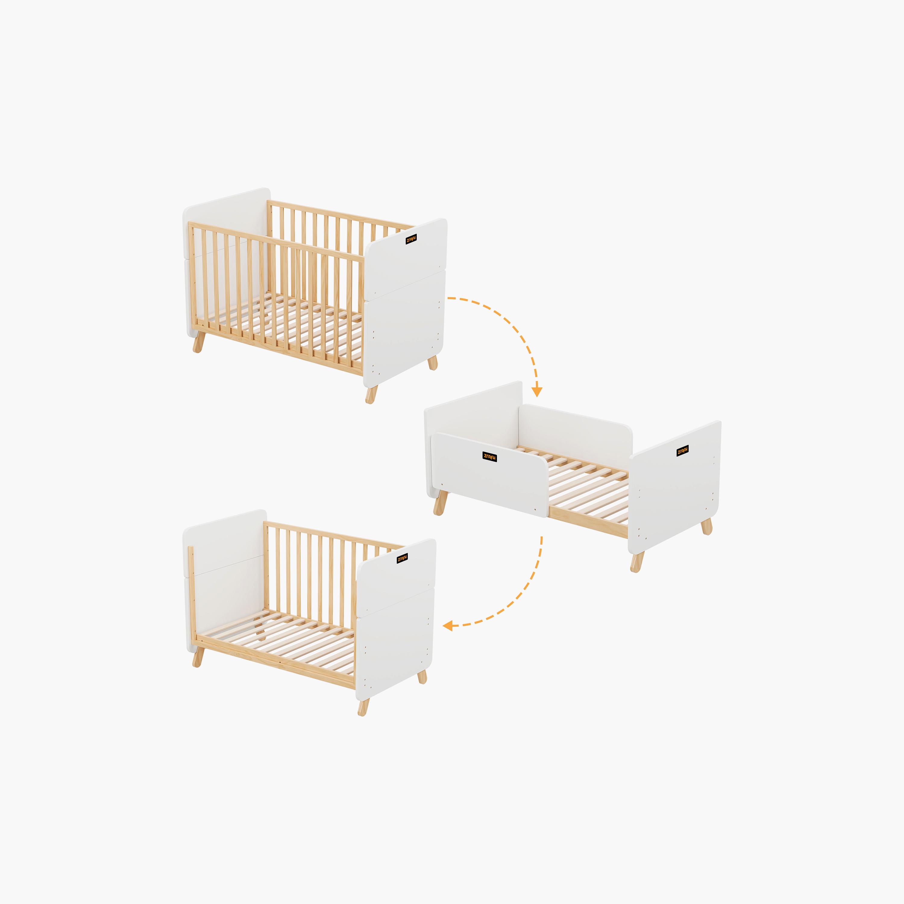 سرير أطفال خشبي قابل للتحويل إلى سرير طفل صغير - أبيض/بني من زرافة-baby-nursery-furniture-cribsandbeds-babycribs-image-6