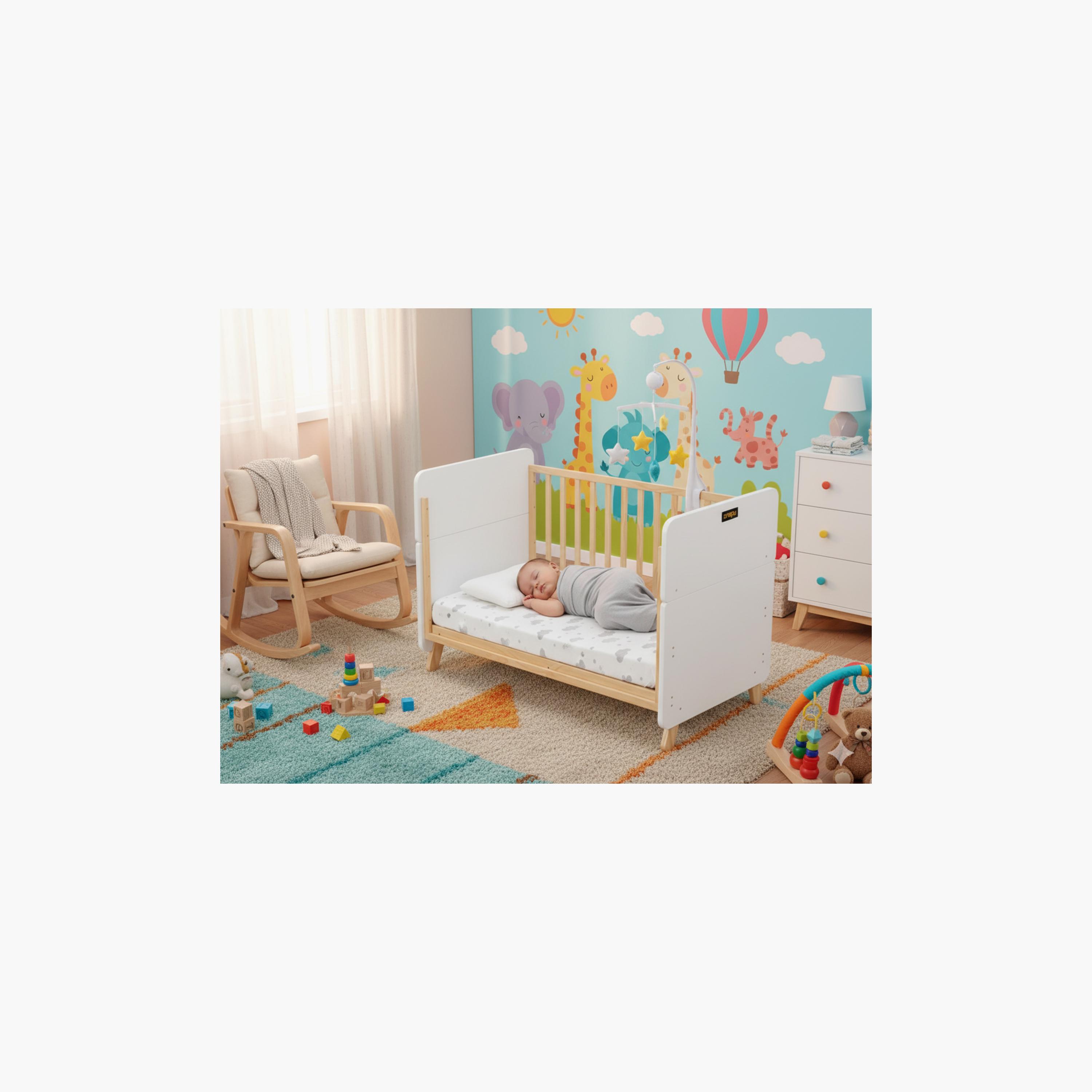 سرير أطفال خشبي قابل للتحويل إلى سرير طفل صغير - أبيض/بني من زرافة-baby-nursery-furniture-cribsandbeds-babycribs-image-8