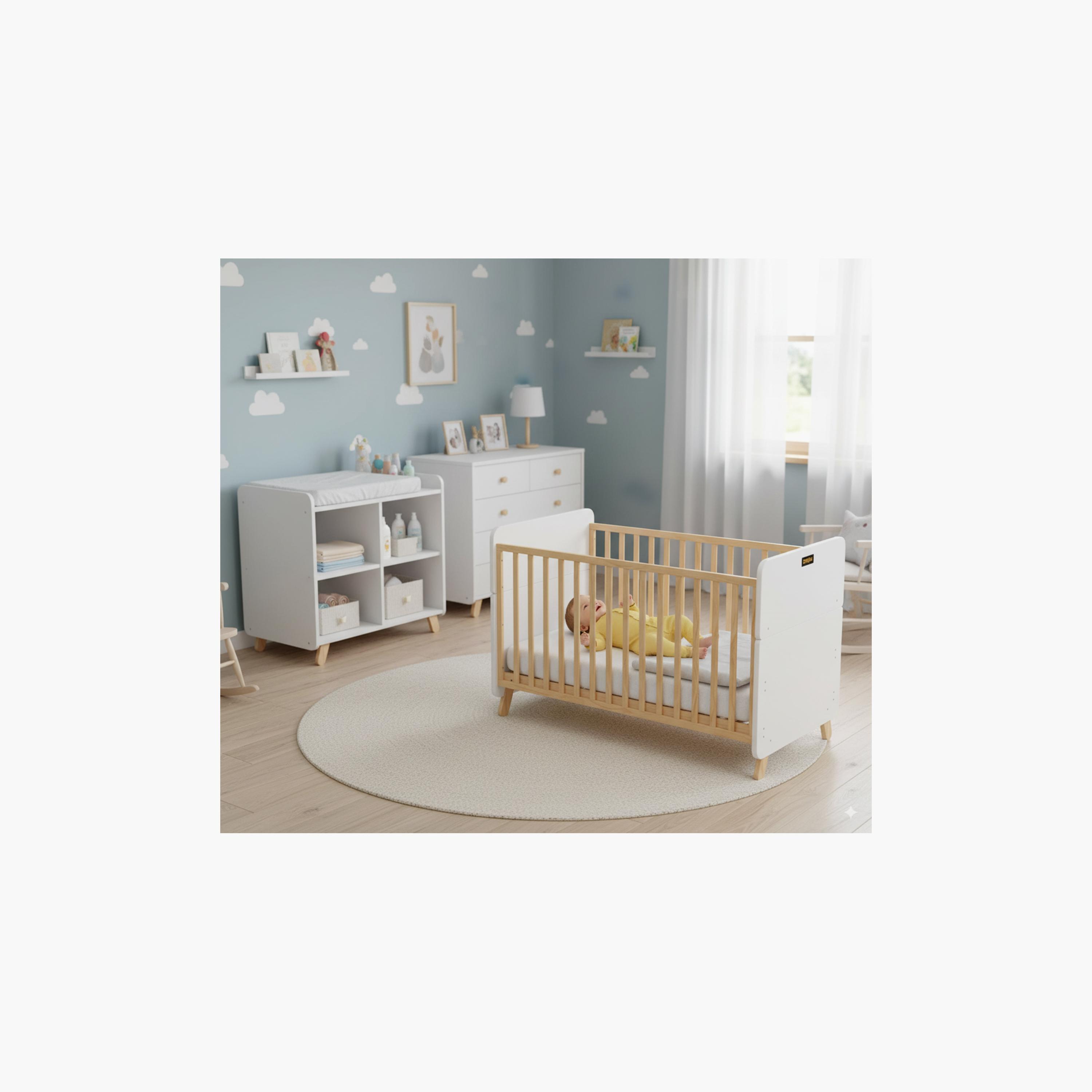 سرير أطفال خشبي قابل للتحويل إلى سرير طفل صغير - أبيض/بني من زرافة-baby-nursery-furniture-cribsandbeds-babycribs-image-9