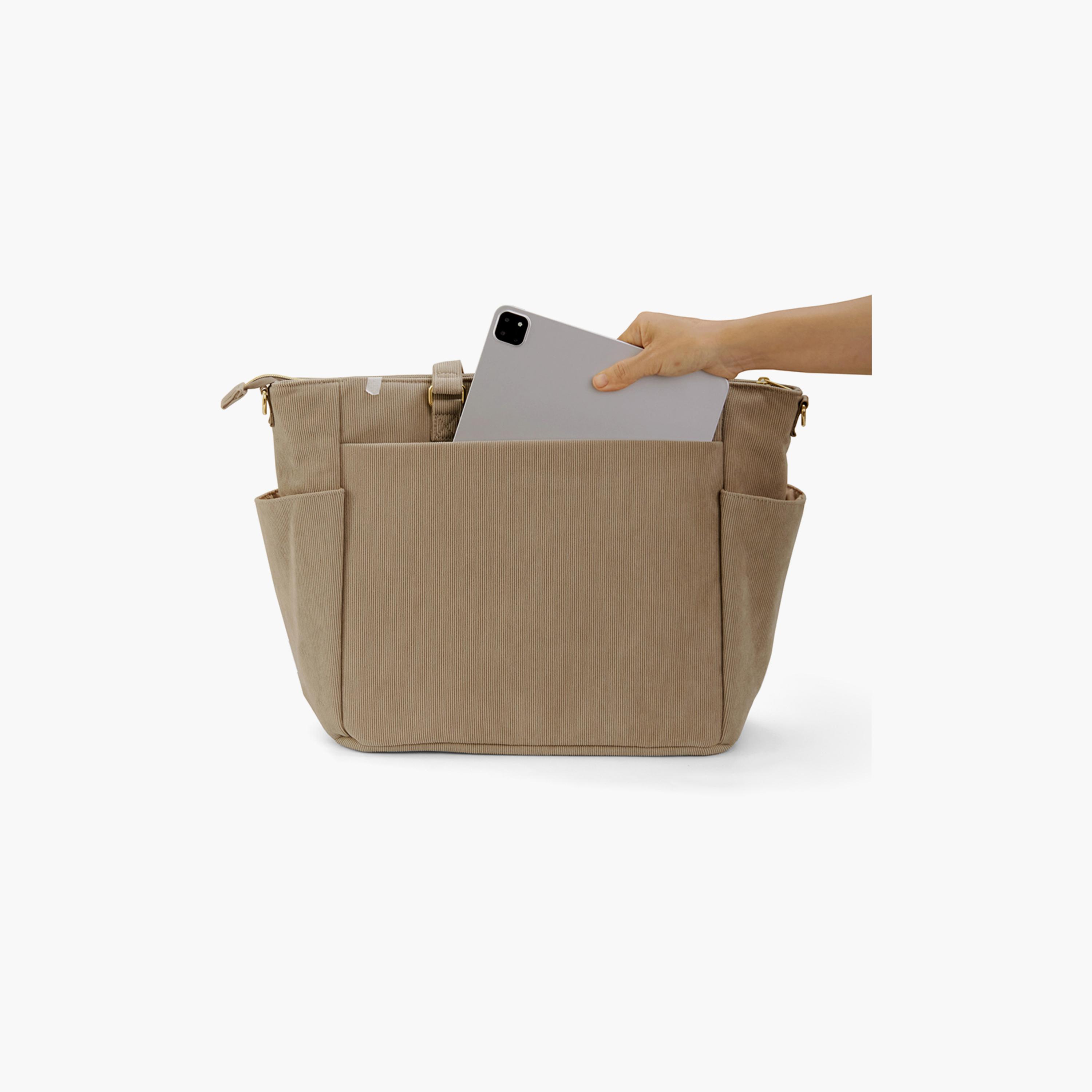 Sunveno Corduroy Diaper Bag with Changing Mat and Stroller Straps - Khaki-baby-gear-diaperbags-image-7