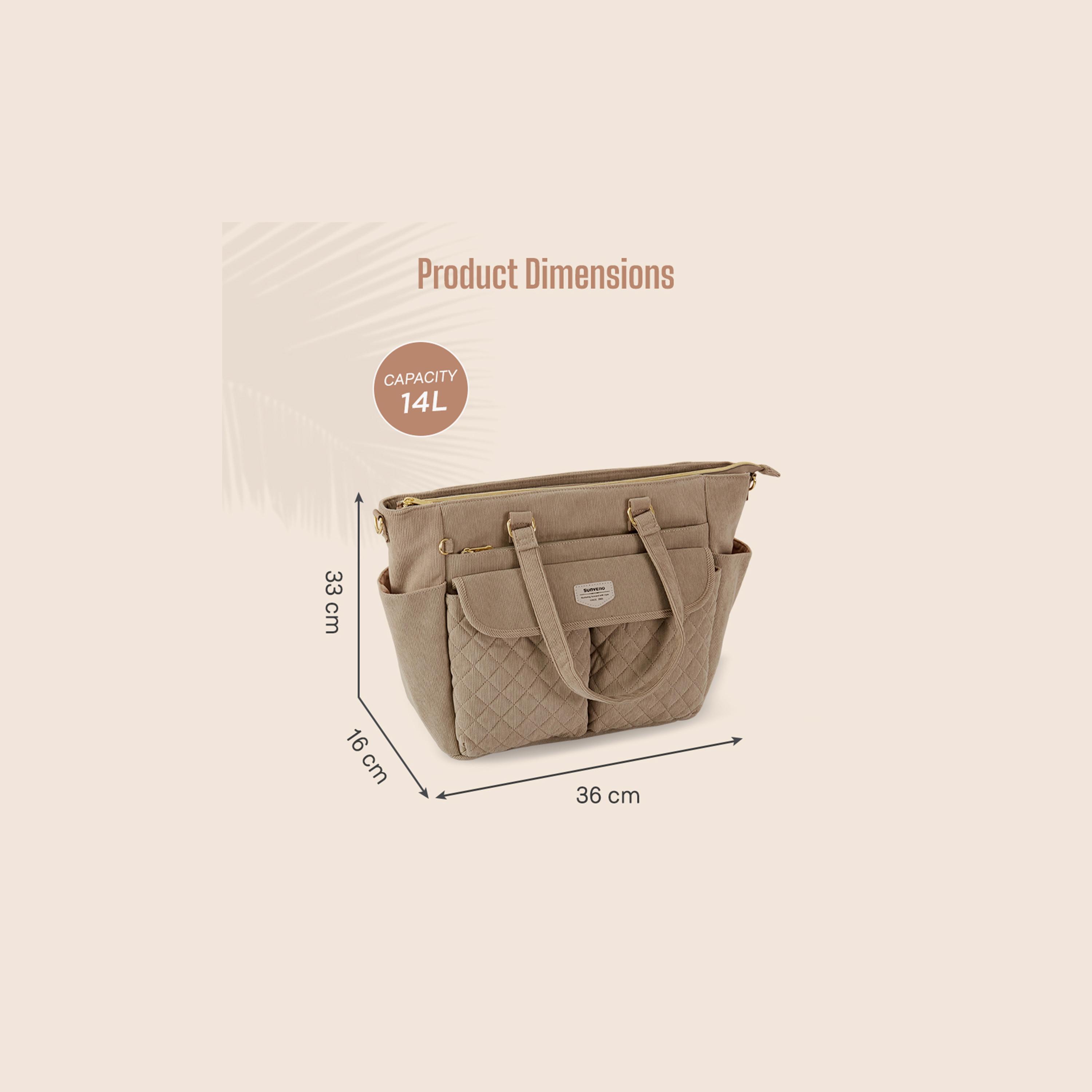 Sunveno Corduroy Diaper Bag with Changing Mat and Stroller Straps - Khaki-baby-gear-diaperbags-image-8
