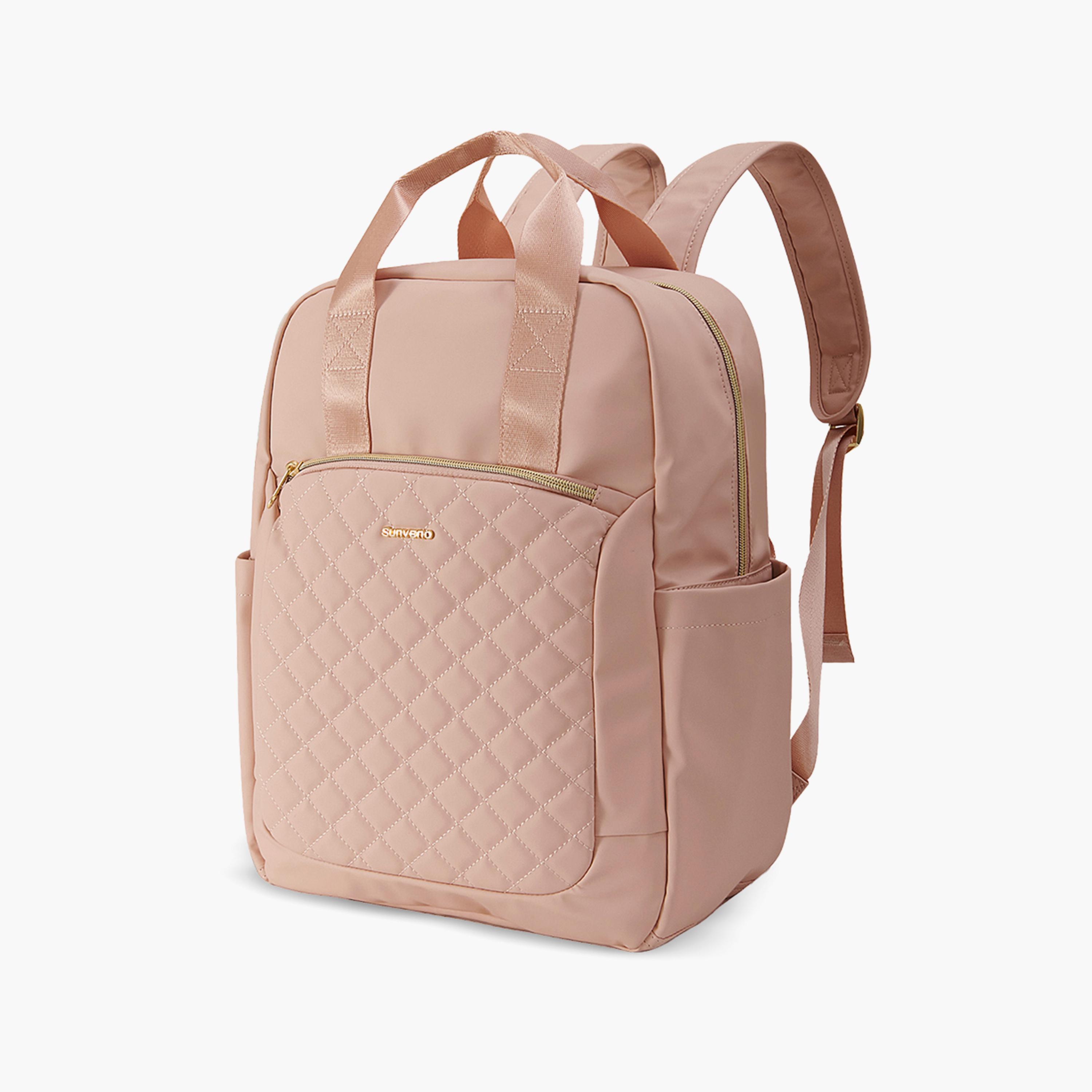 Sunveno Quilted Diaper Backpack with Stroller Straps - Rose Gold-baby-gear-diaperbags-image-1