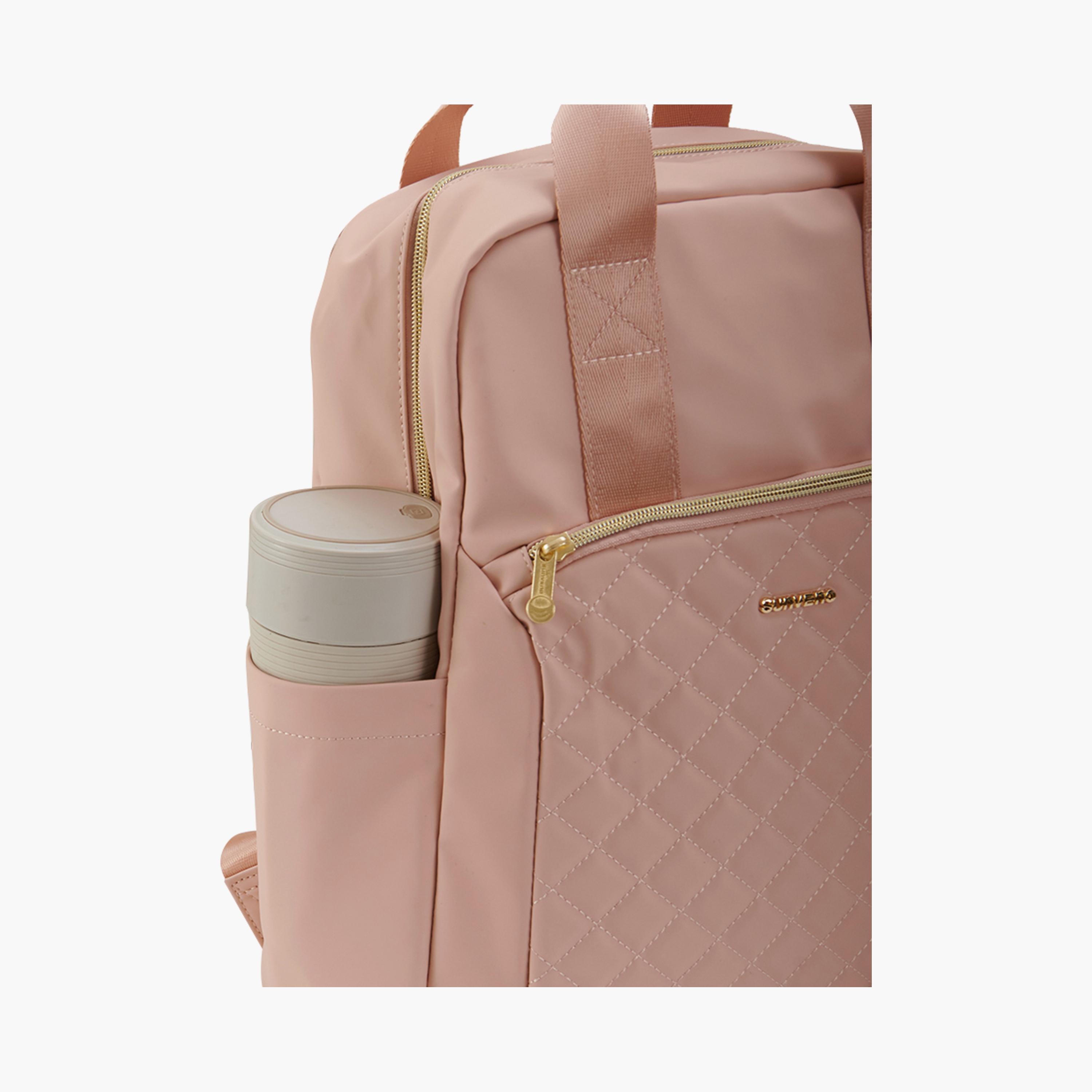 Sunveno Quilted Diaper Backpack with Stroller Straps - Rose Gold-baby-gear-diaperbags-image-3
