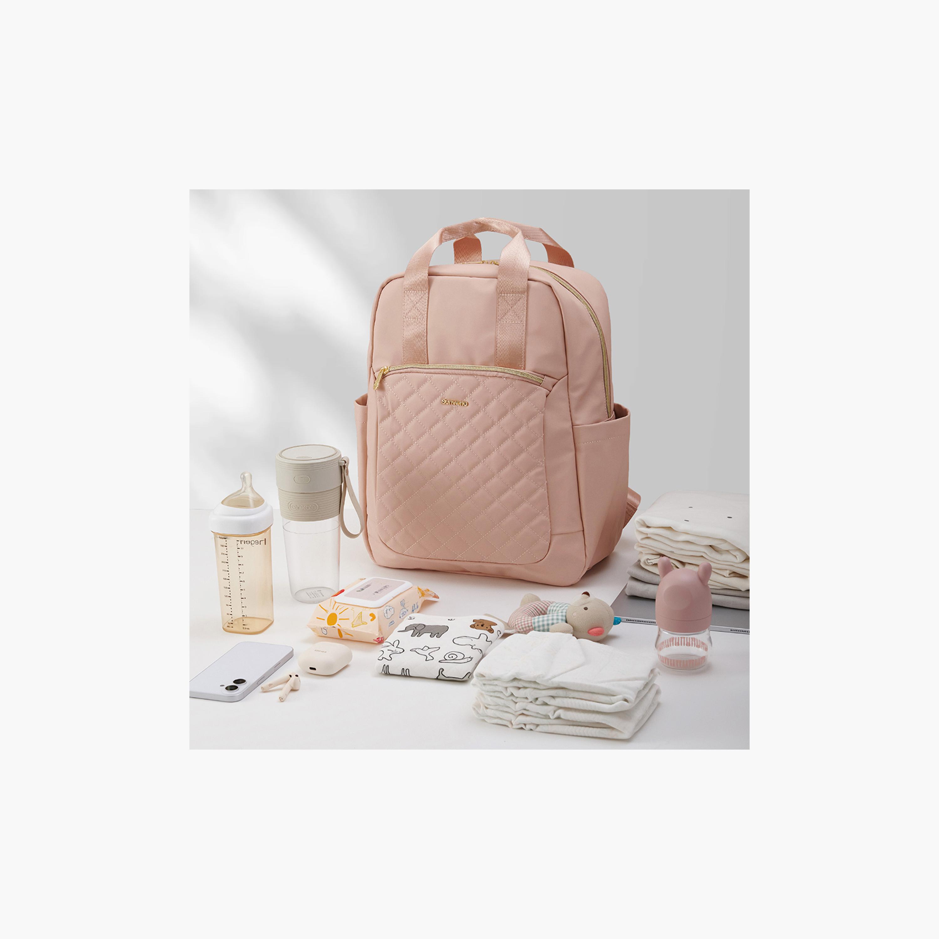 Sunveno Quilted Diaper Backpack with Stroller Straps - Rose Gold-baby-gear-diaperbags-image-6