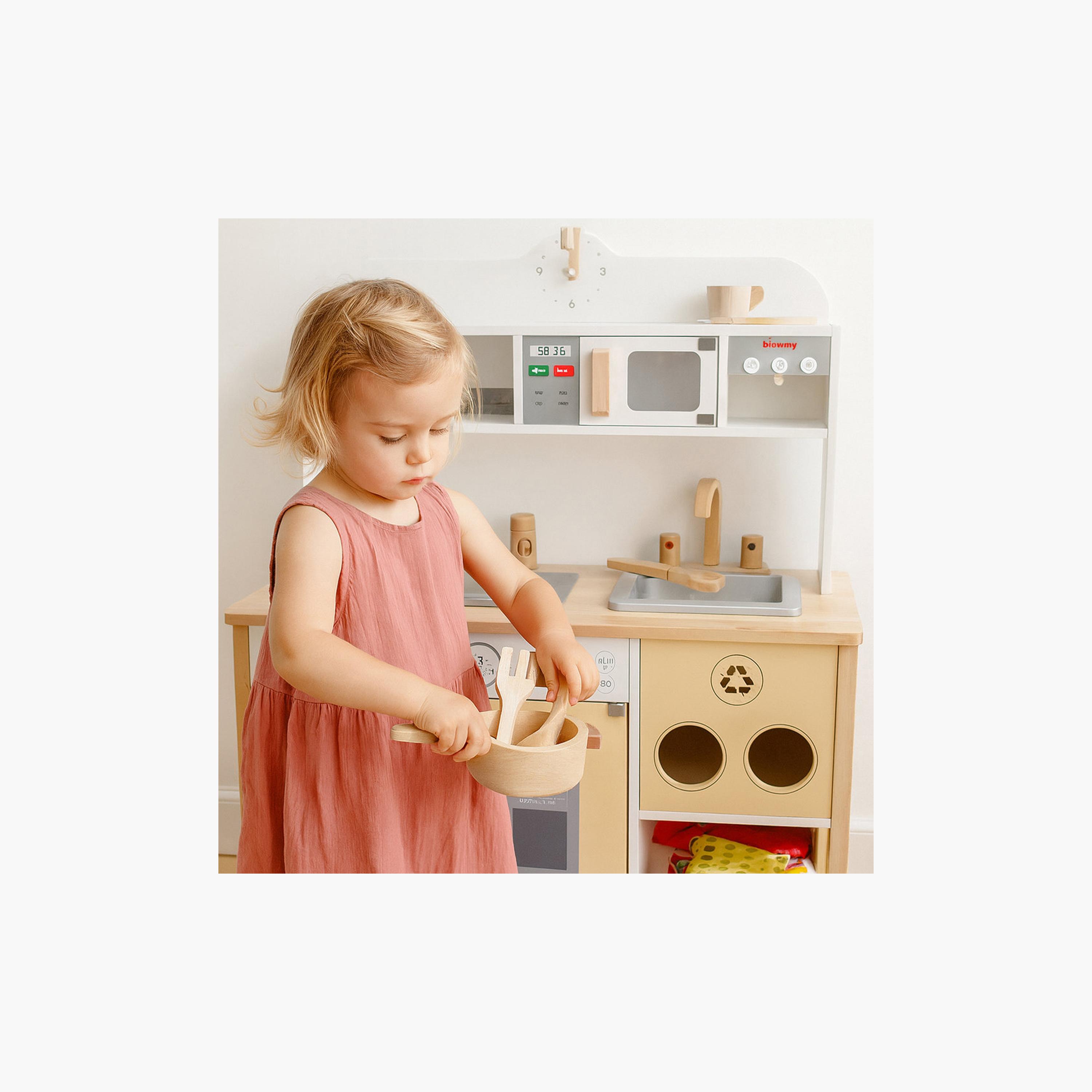 Little Angel Wooden Kitchen Pretend Interactive Playset-toys-roleplay-kitchensets-image-4