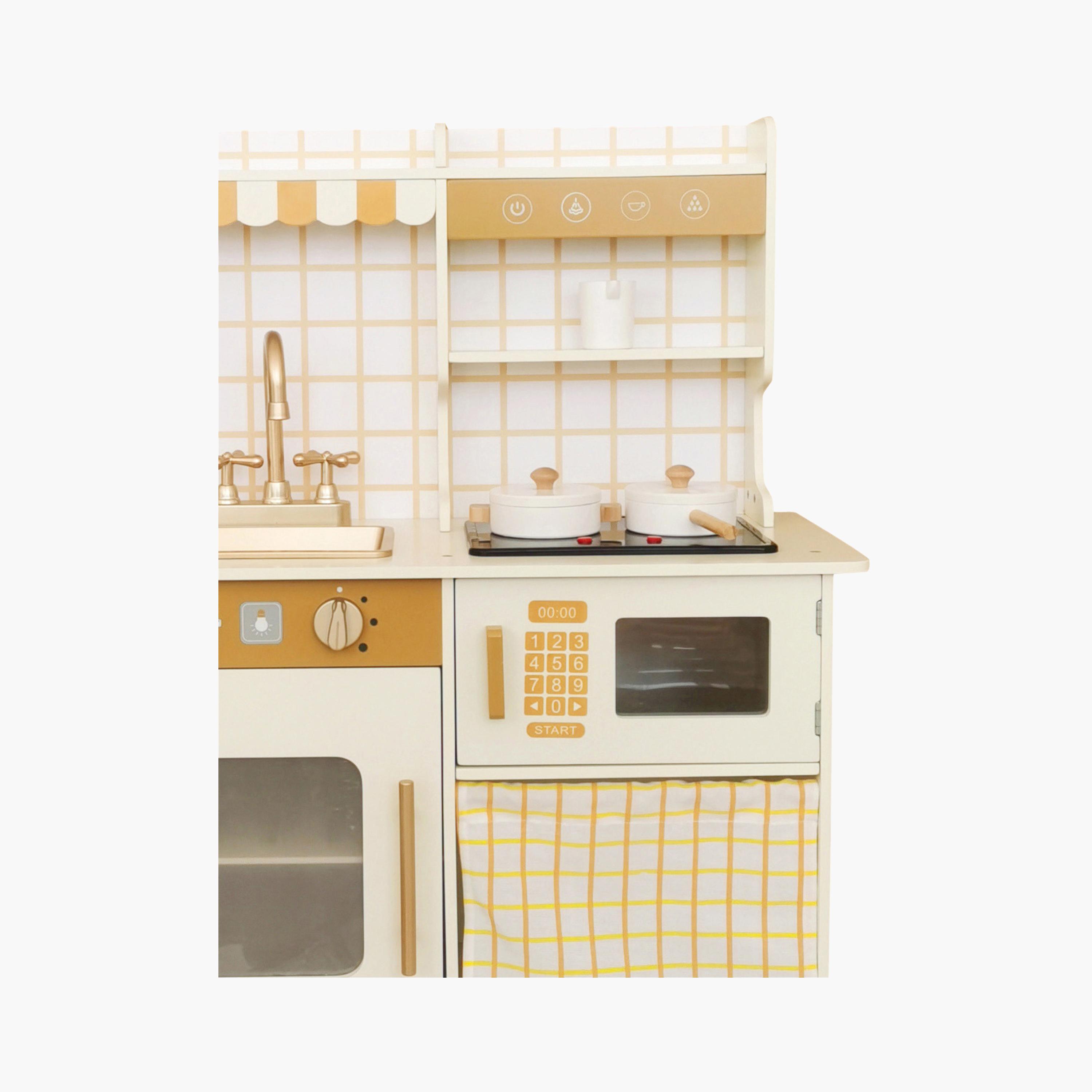 Little Angel Wooden Kitchen Pretend Playset - Beige-toys-roleplay-kitchensets-image-2