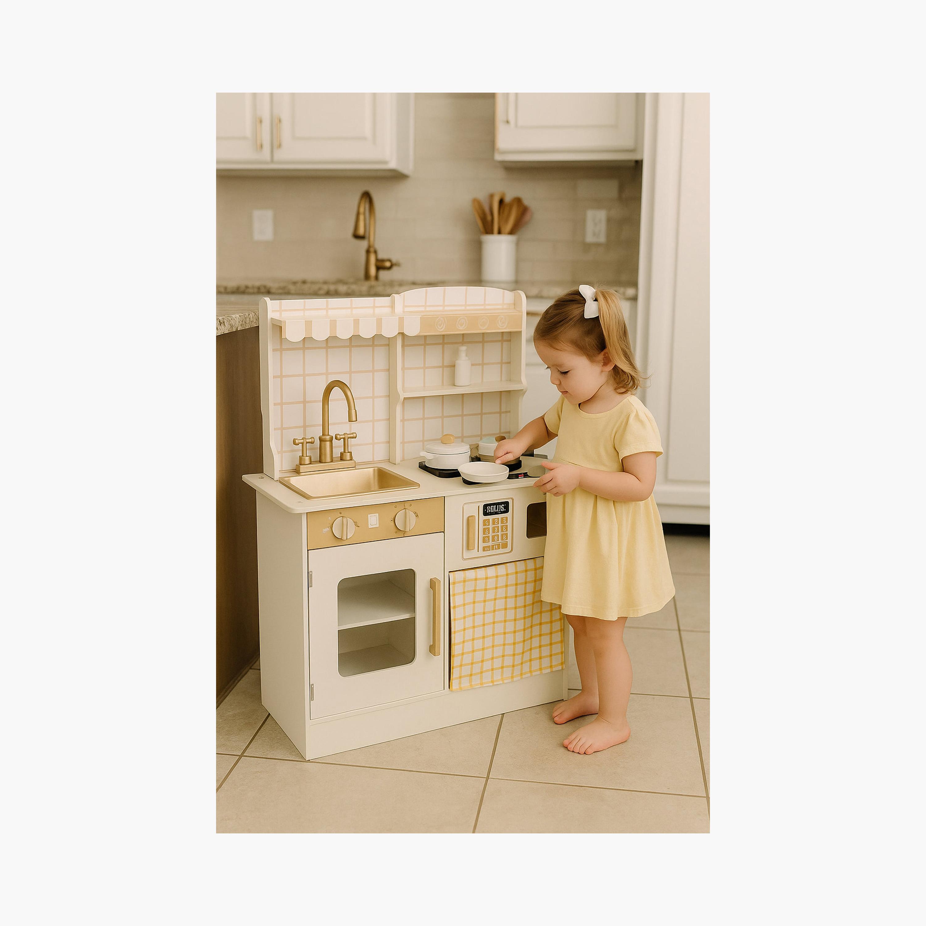 Little Angel Wooden Kitchen Pretend Playset - Beige-toys-roleplay-kitchensets-image-5