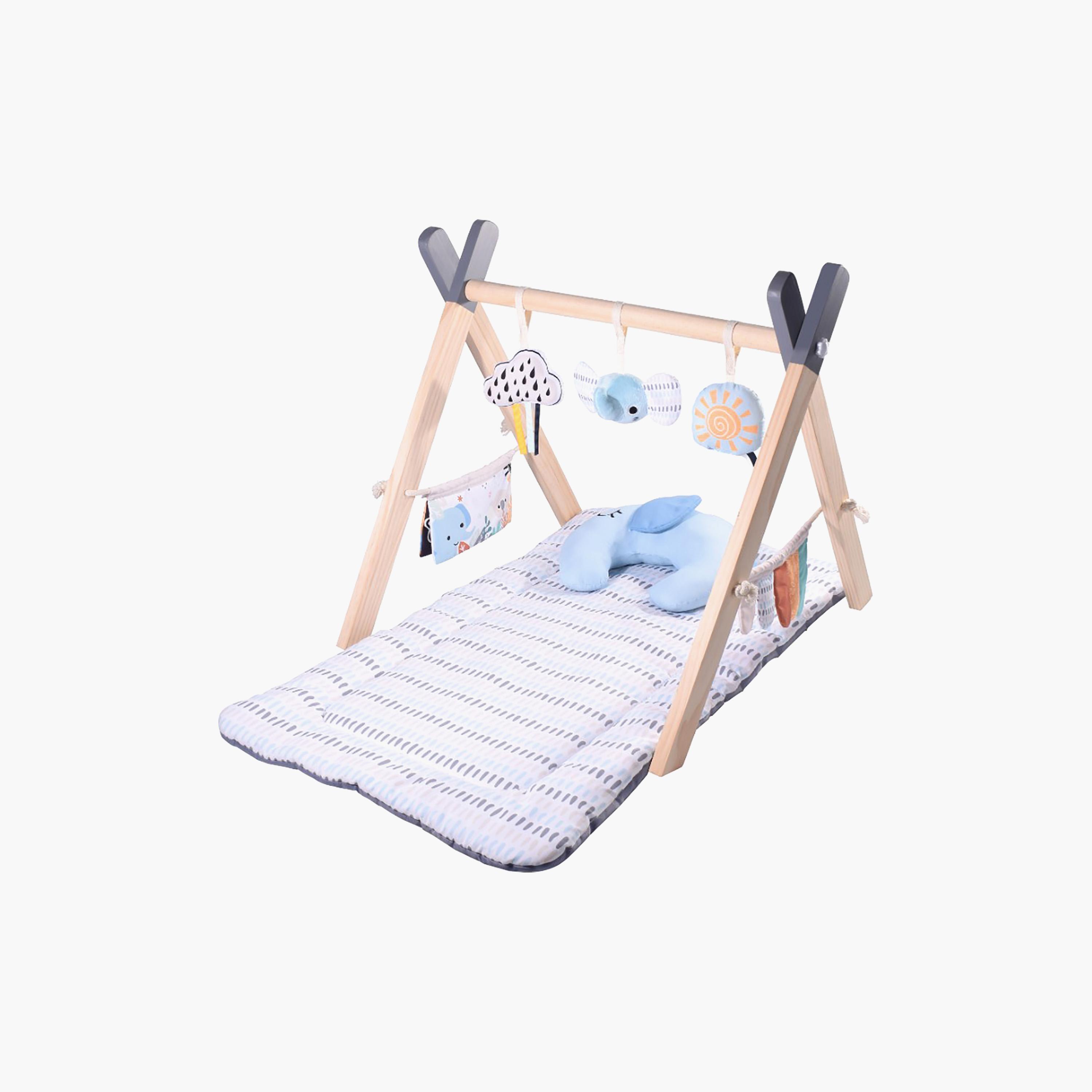 Konig Kids Wooden Play Gym with Mat, Pillow & Hanging Toys-baby-infantactivity-playgyms-image-1