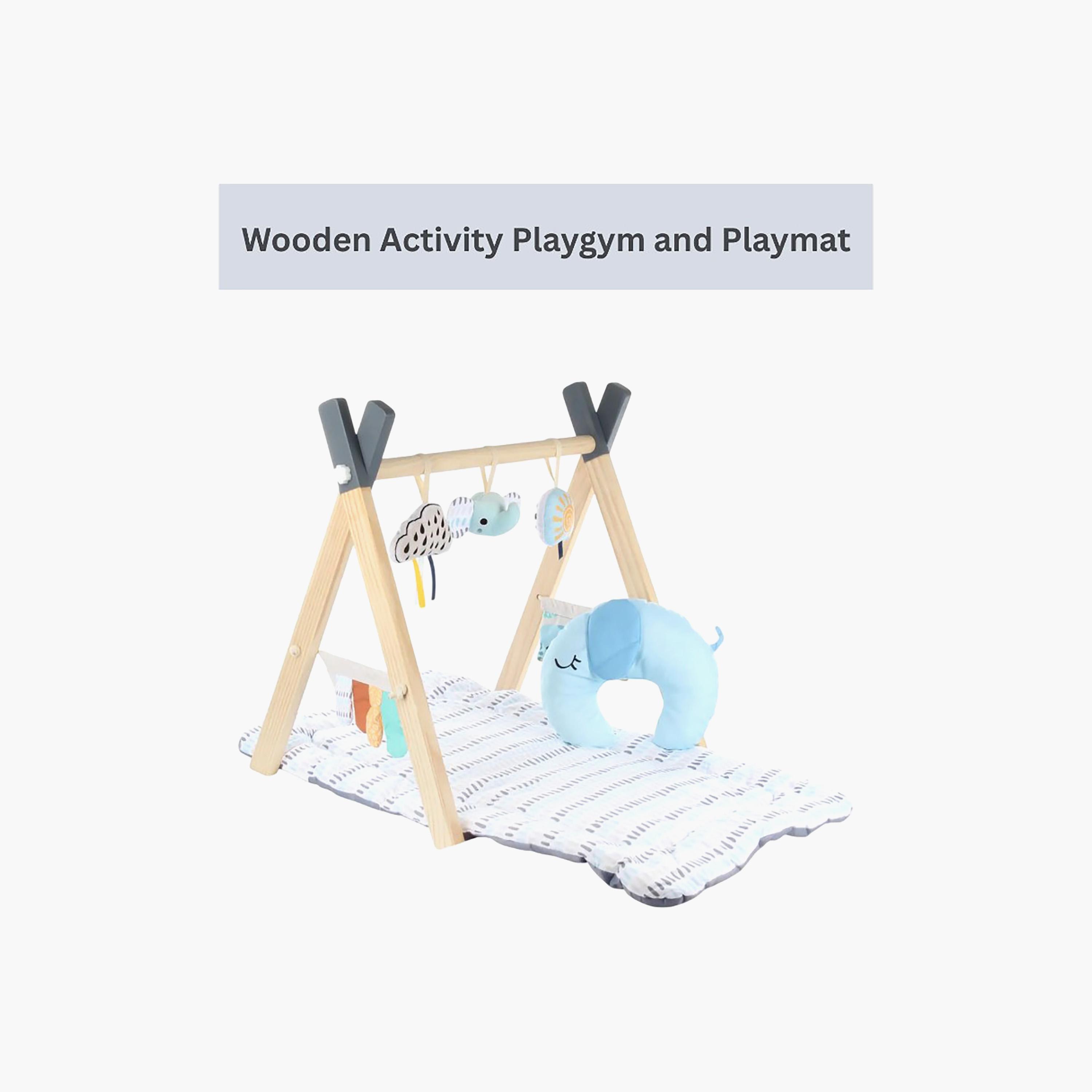 Konig Kids Wooden Play Gym with Mat, Pillow & Hanging Toys-baby-infantactivity-playgyms-image-3