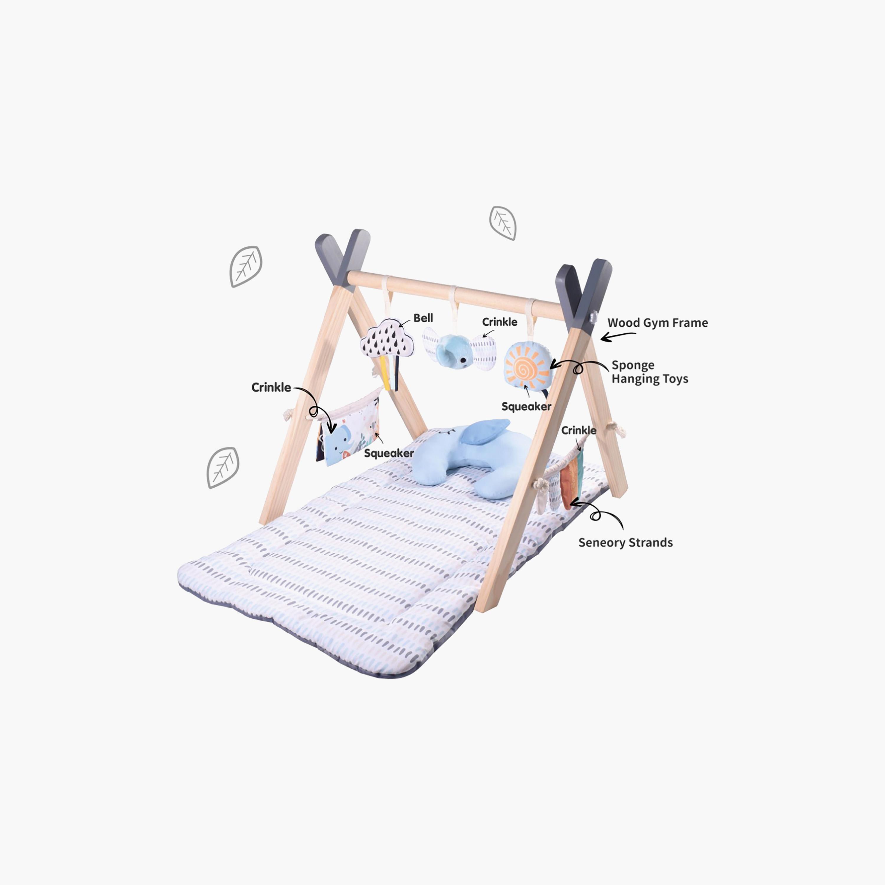 Konig Kids Wooden Play Gym with Mat, Pillow & Hanging Toys-baby-infantactivity-playgyms-image-4