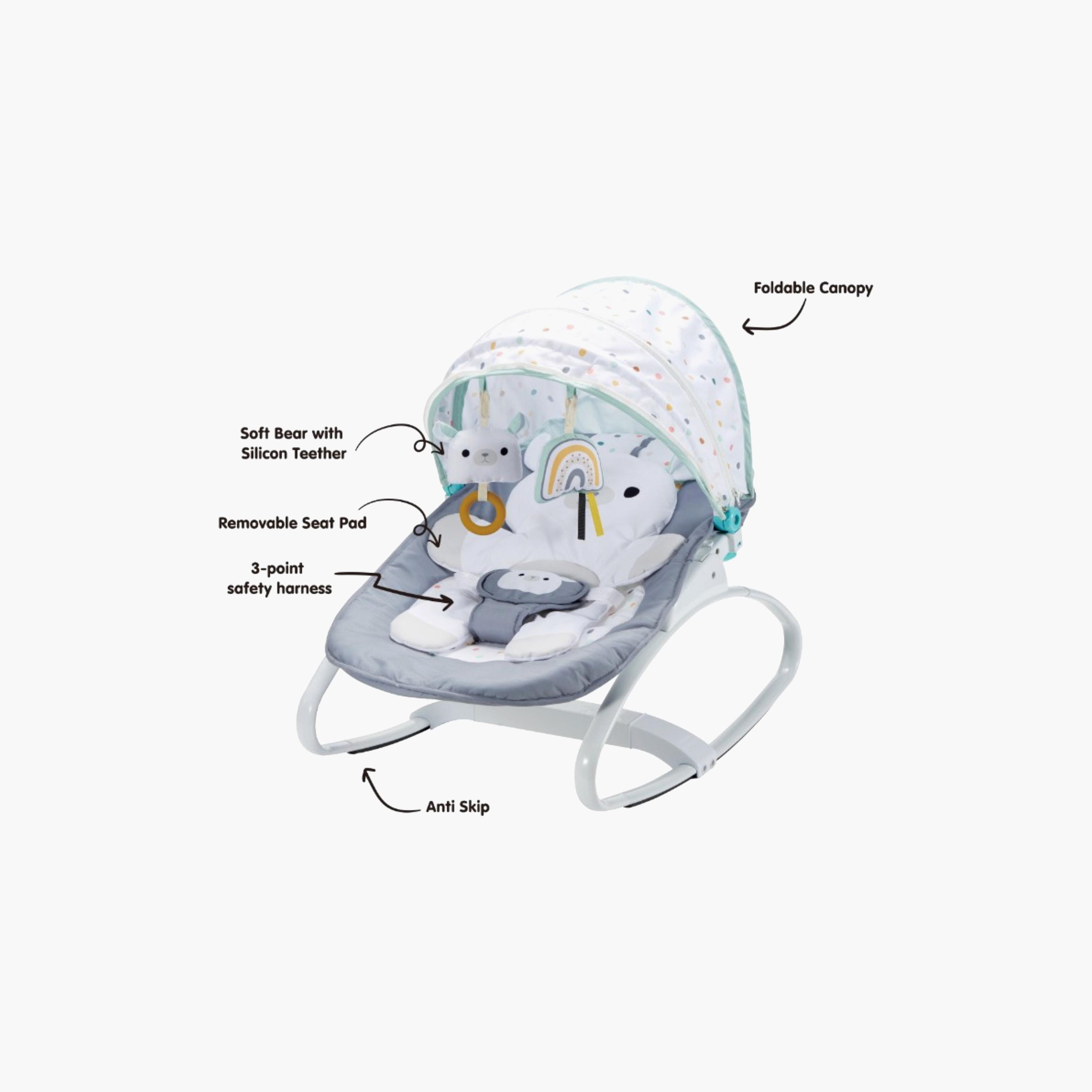 Konig Kids Rocker with Canopy, Removable Seat Pad & 2-Piece Hanging Toys-baby-infantactivity-rockers-image-4