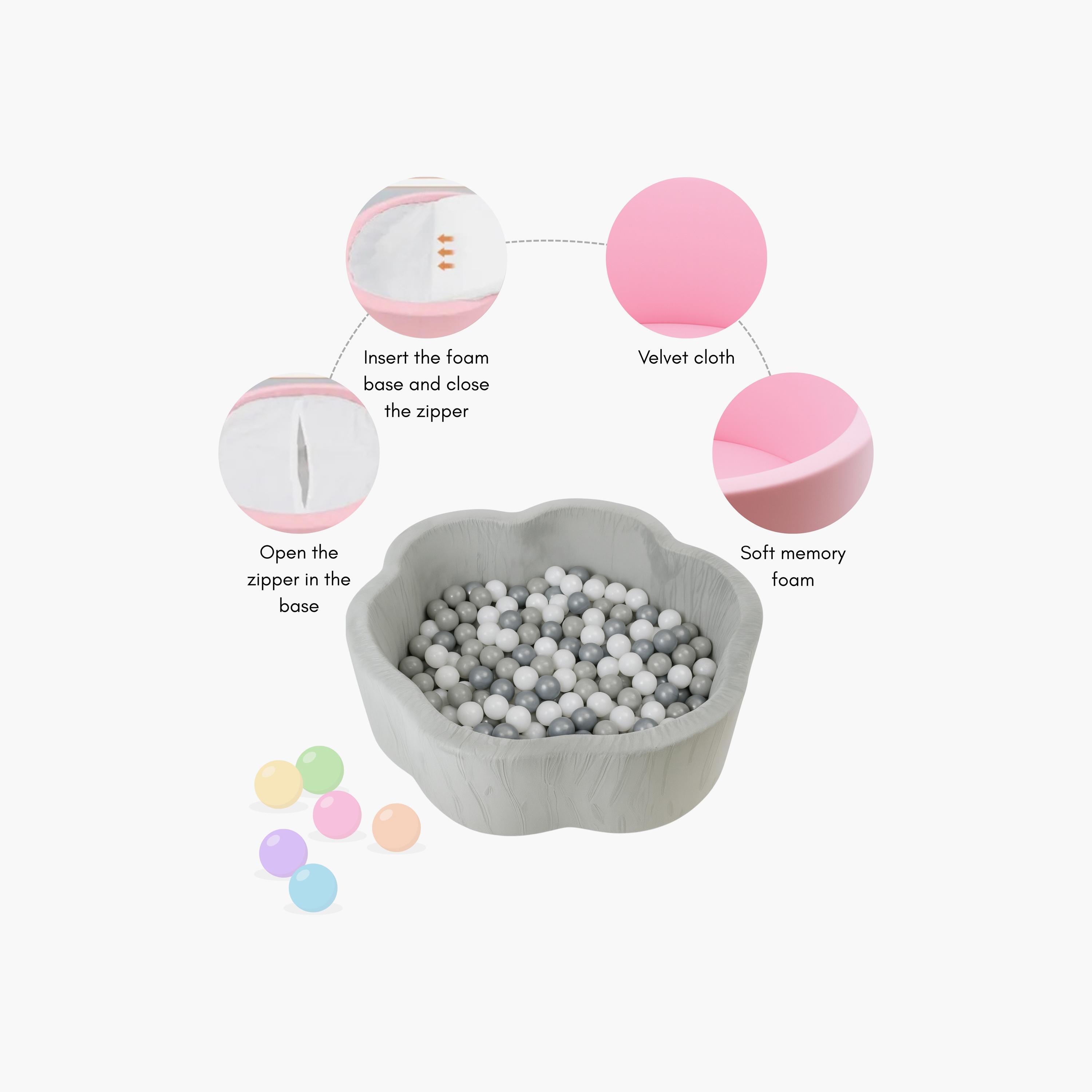 Little Angel Soft Foam Ball Pit with 200 Balls - Flower Shape-baby-infantactivity-playpensandplaymats-image-6