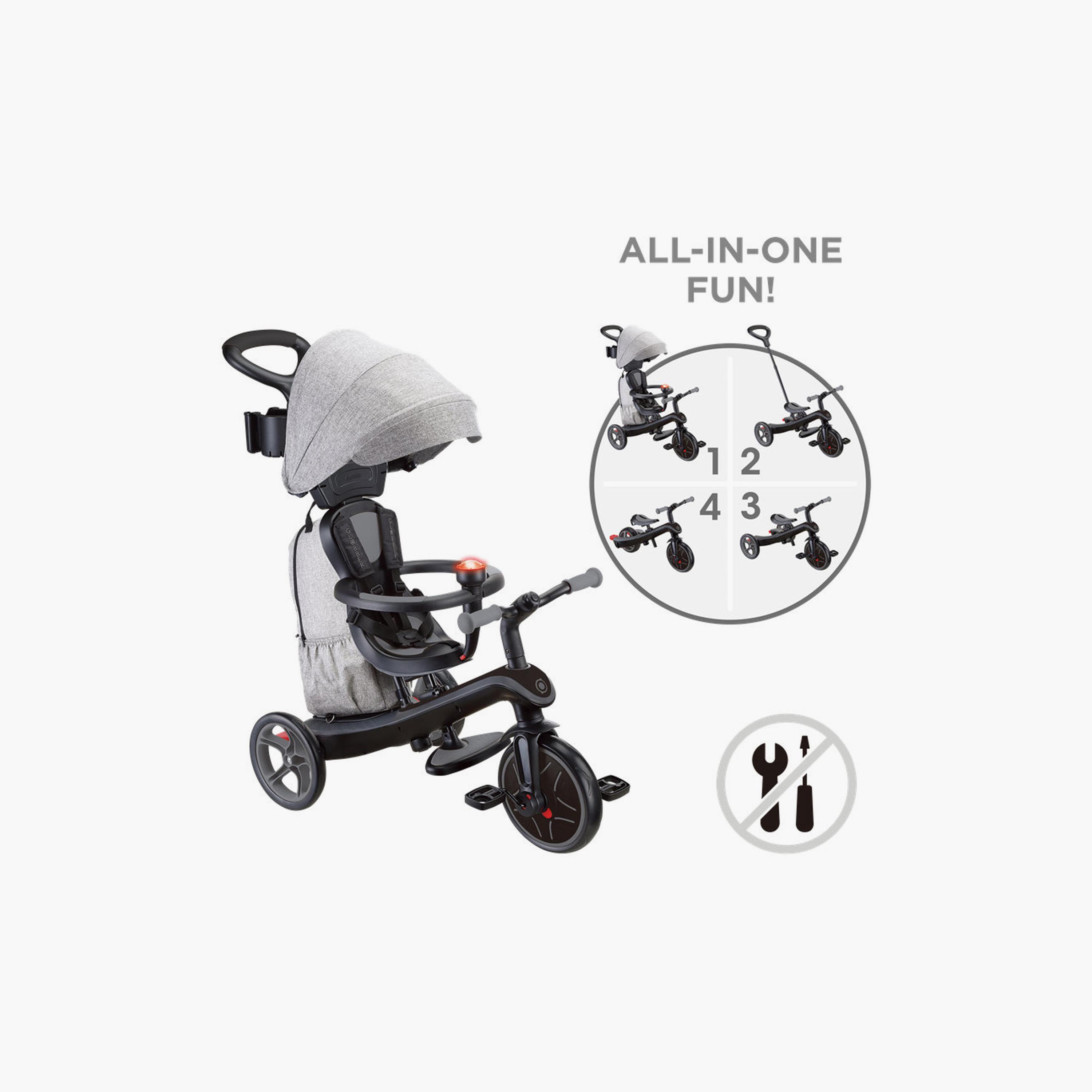 Globber Explorer Deluxe 4-in-1 Convertible Trike - Grey-toys-outdoor-bikesandrideons-trikes-image-2