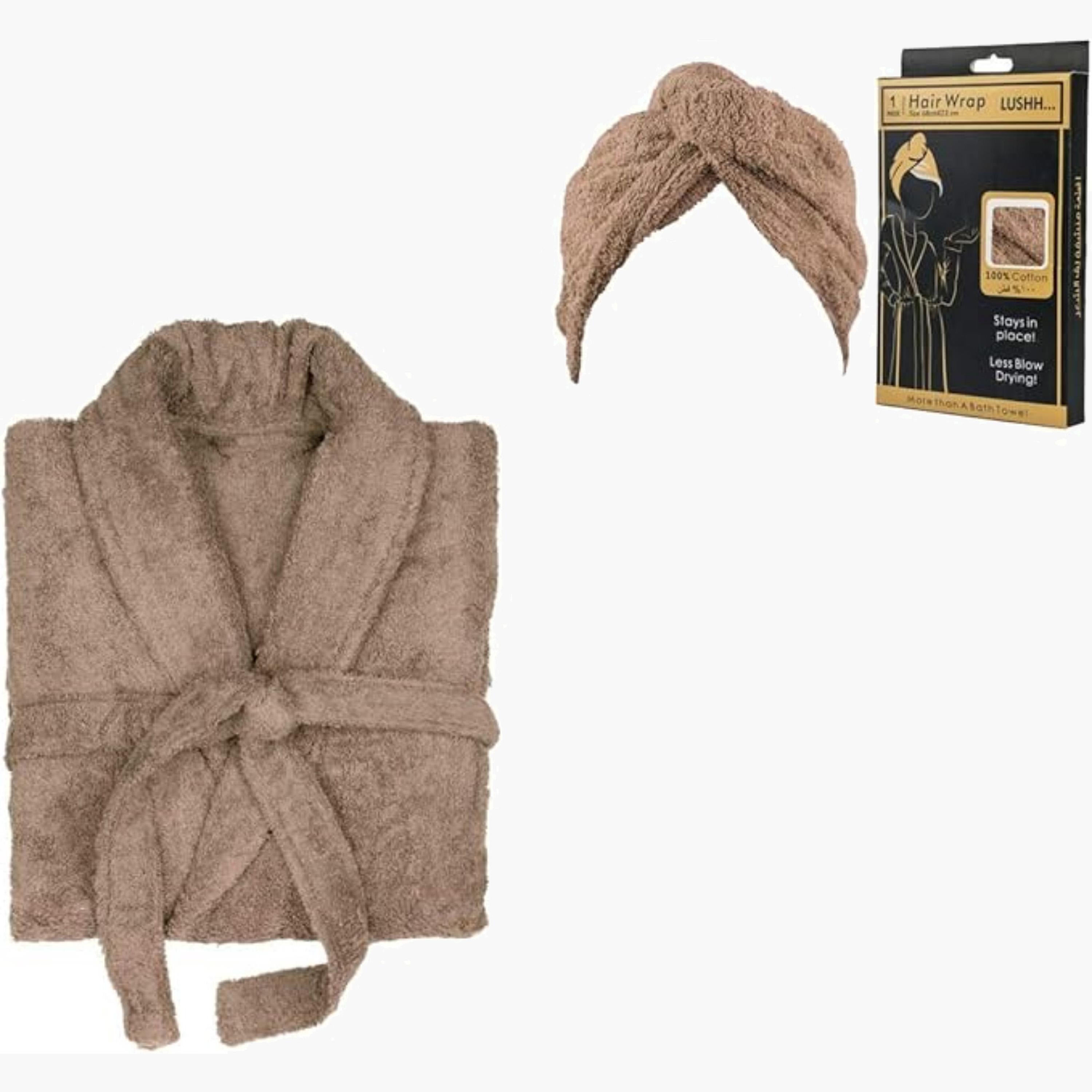 Soft Terry Bathrobe Hair Wrap Set-household-bathandlaundry-bathlinen-towels-image-1